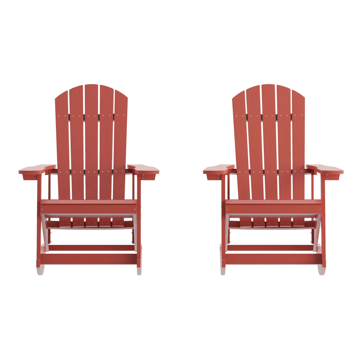 Merrick Lane Set of 2 Atlantic All-Weather Polyresin Adirondack Rocking Chair with Vertical Slats