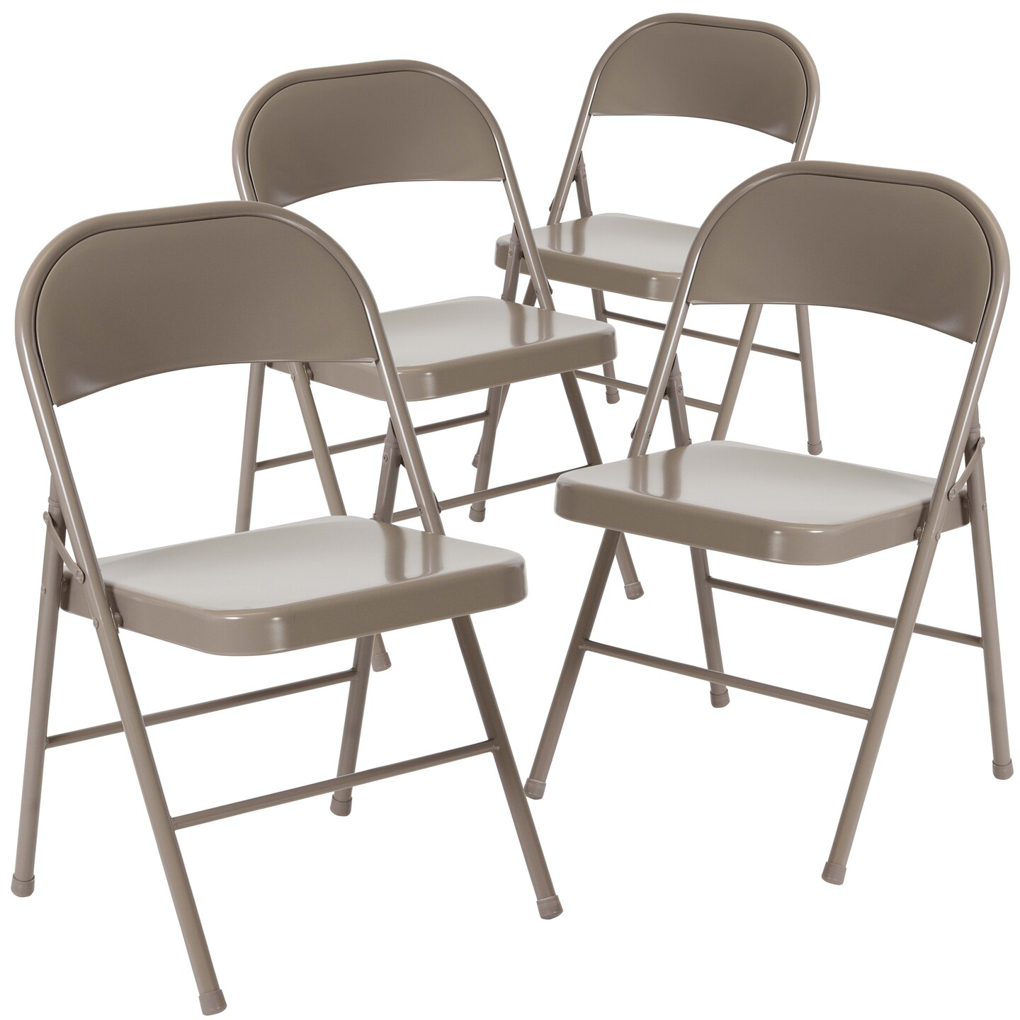 Emma and Oliver 4 Pack Double Braced Commercial Party Events Steel Metal Folding Chair