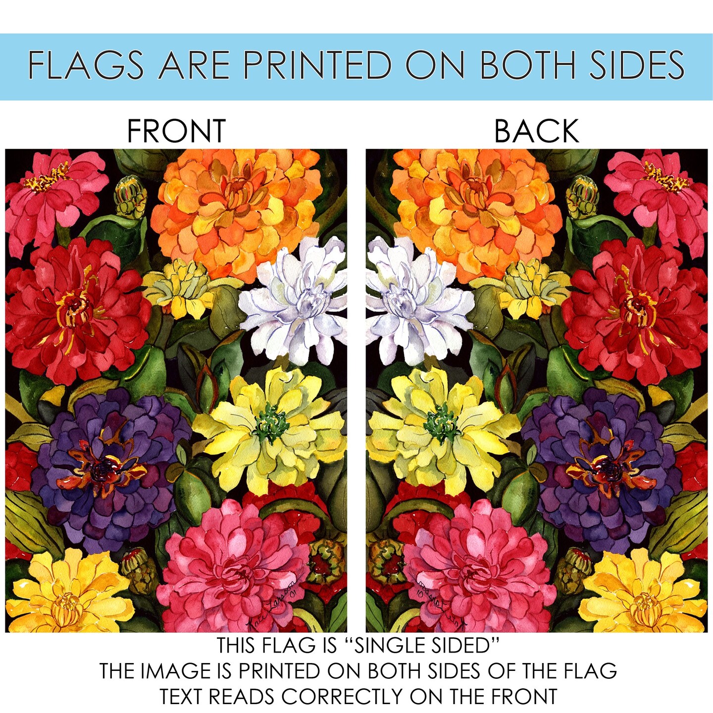 Zippy Zinnias Decorative Spring Flag