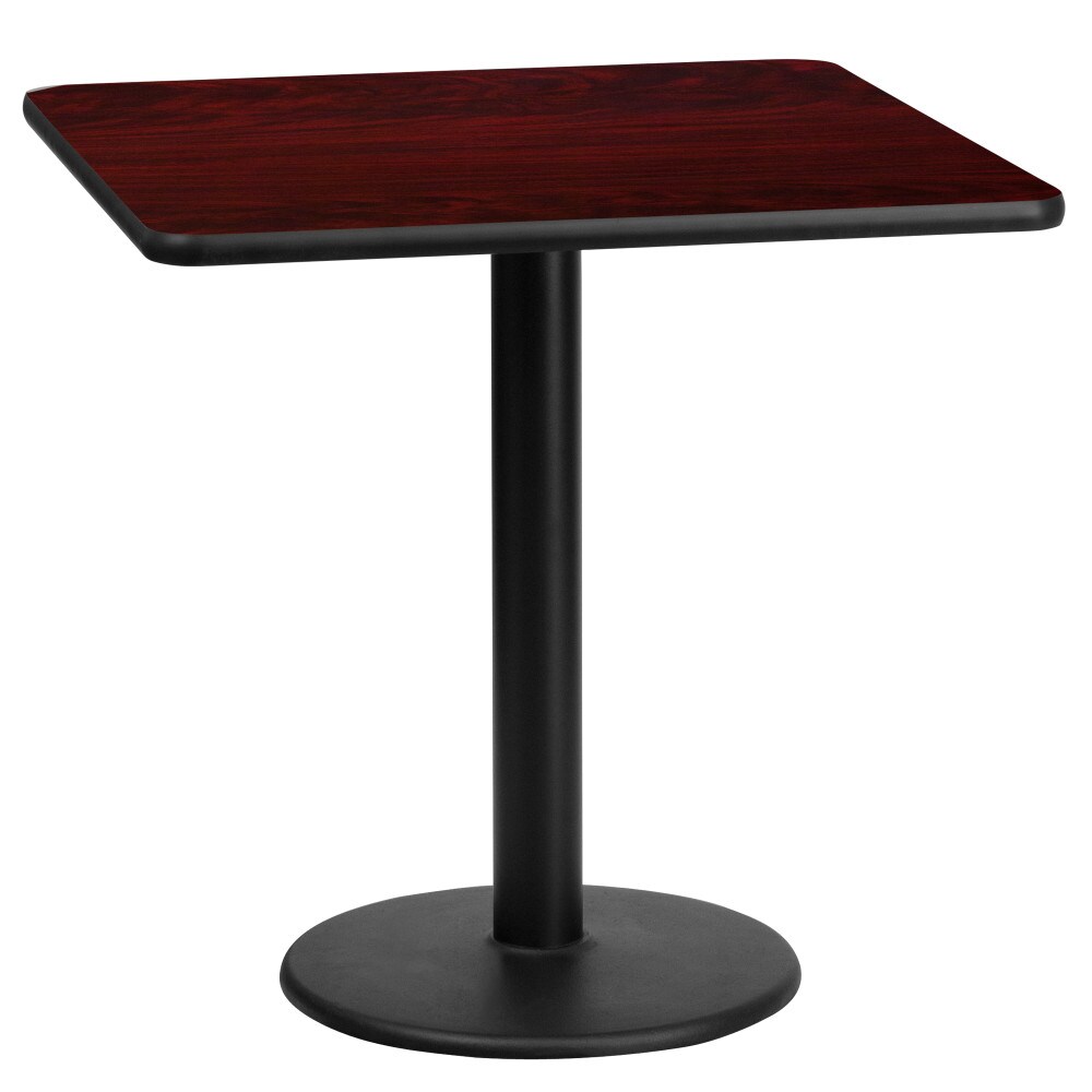 Emma and Oliver 24" Square Laminate Table Top with 18" Round Table Height Base