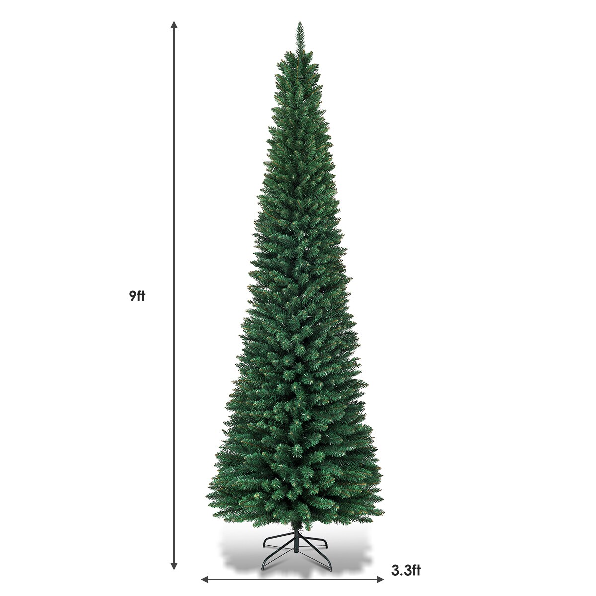 Costway 9FT Pencil Christmas Tree Slim Xmas Tree for Indoor Outdoor Decoration Green