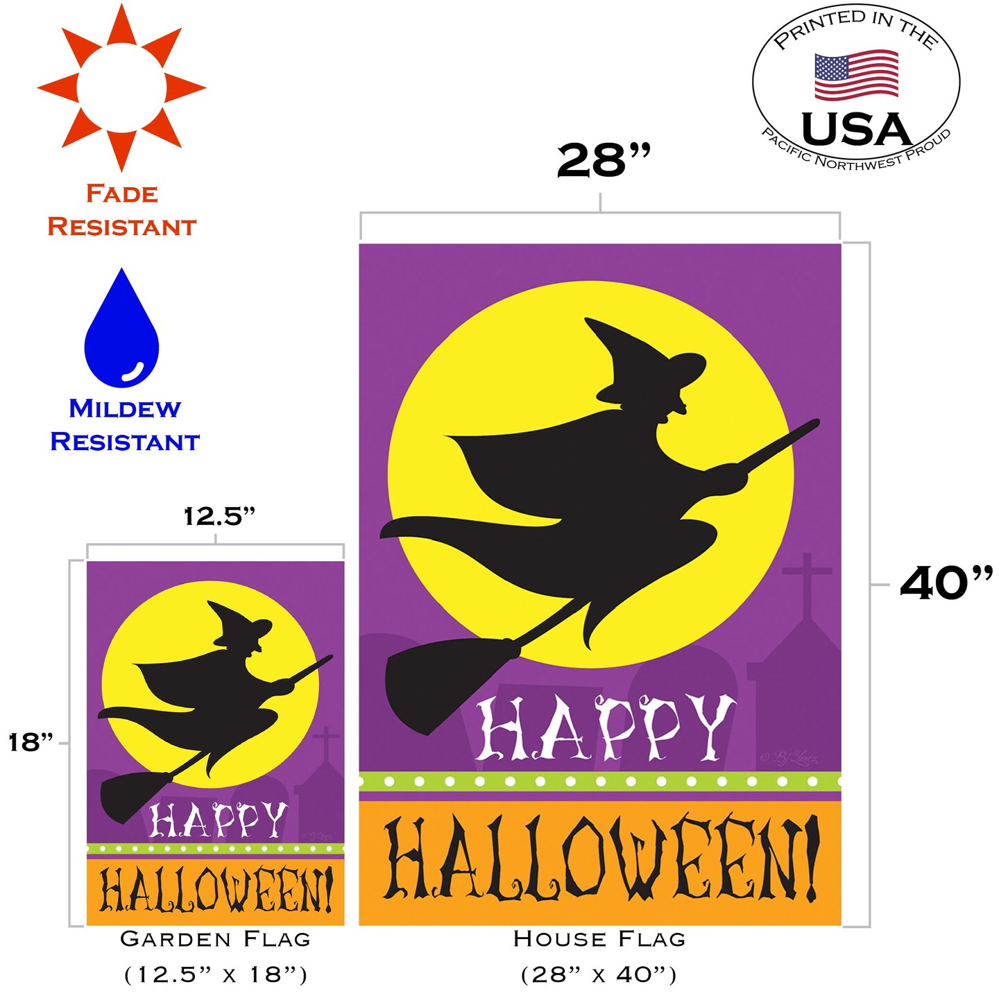 Witch Silhouette Decorative Halloween Flag