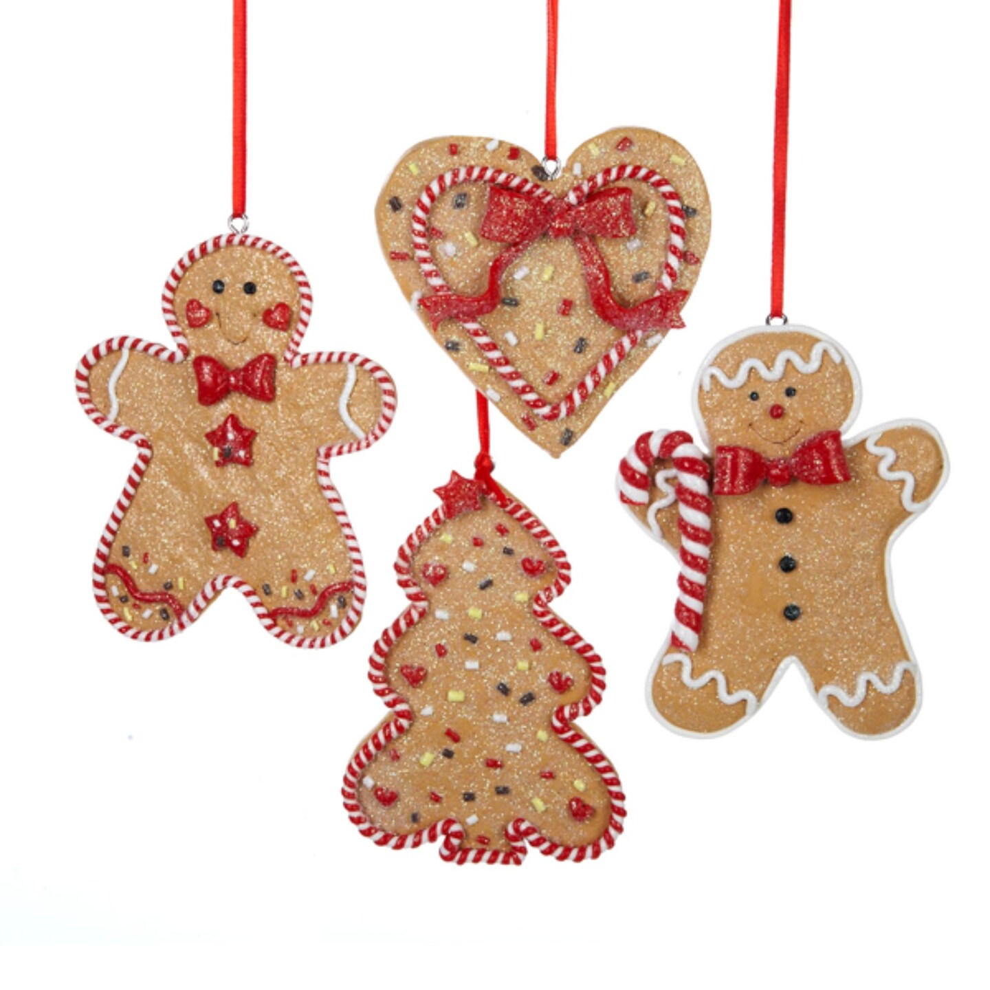 KSA 24 Gingerbread Kisses Claydough Men, Tree and Heart Christmas Ornaments 3.4"