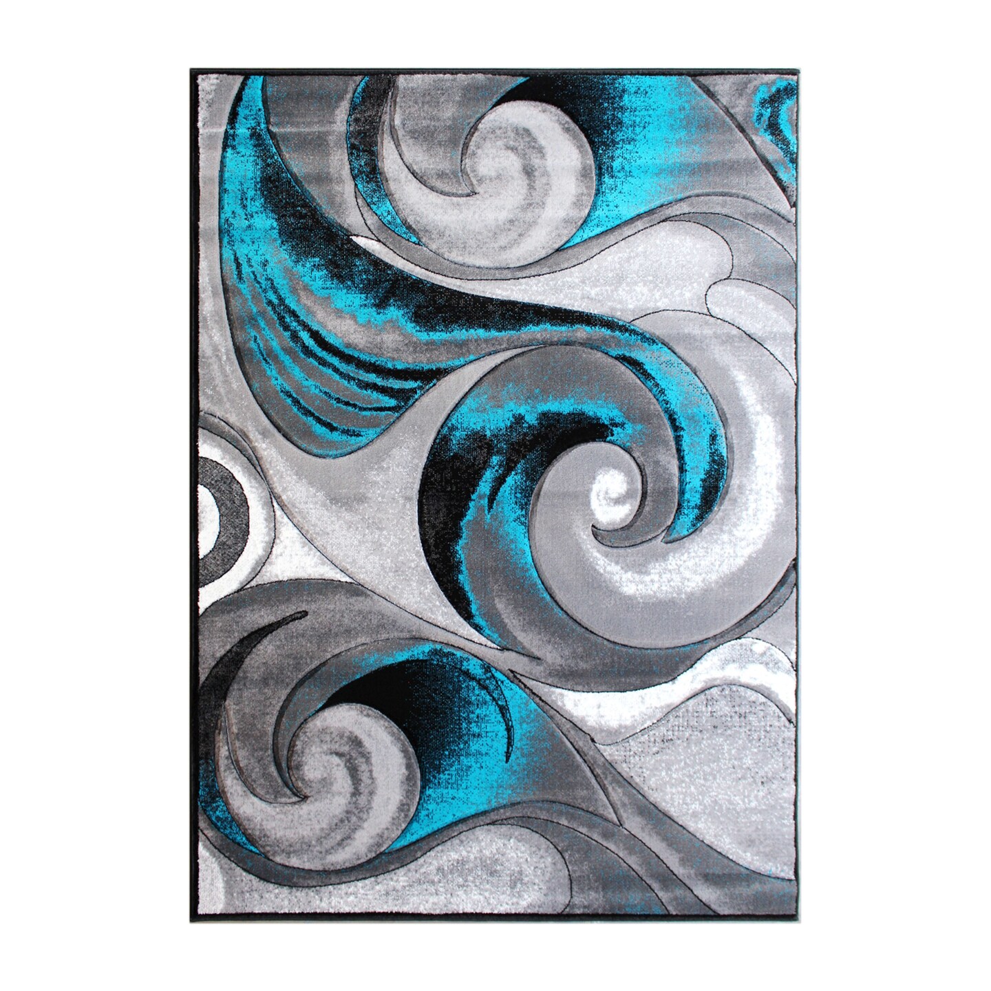 Masada Rugs DaVincii Collection Modern Woven Area Rug with Hand Carved Wave Design - Design D410