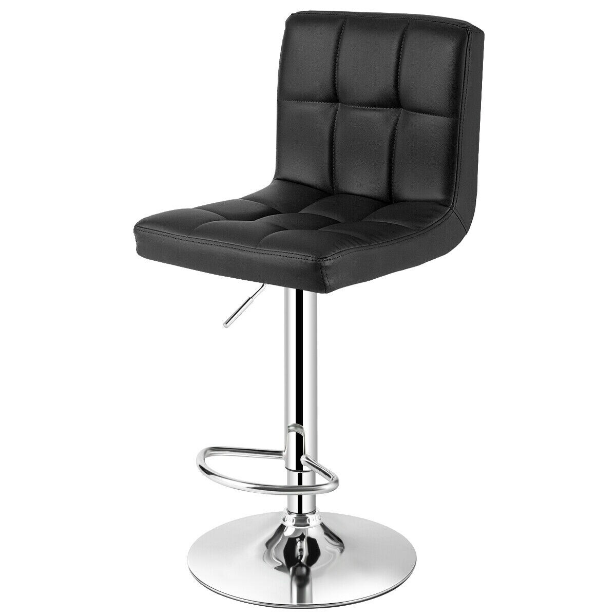 Height Adjustable Swivel Bar Stool with Cushioned Seat and Wide3 Metal Base