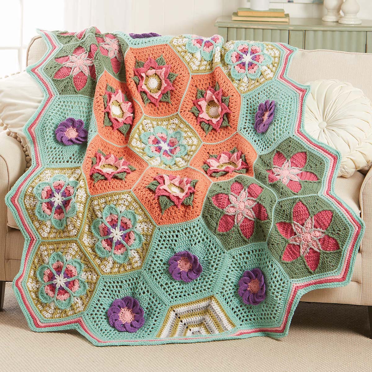 Herrschners  Flower Shoppe Afghan Crochet Kit