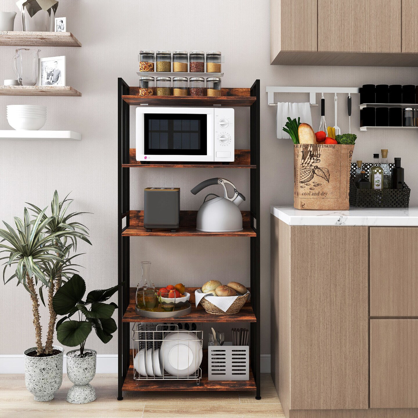 Industrial Bookshelf Storage Shelf Display Rack with Adjustable Shelves-5Tier