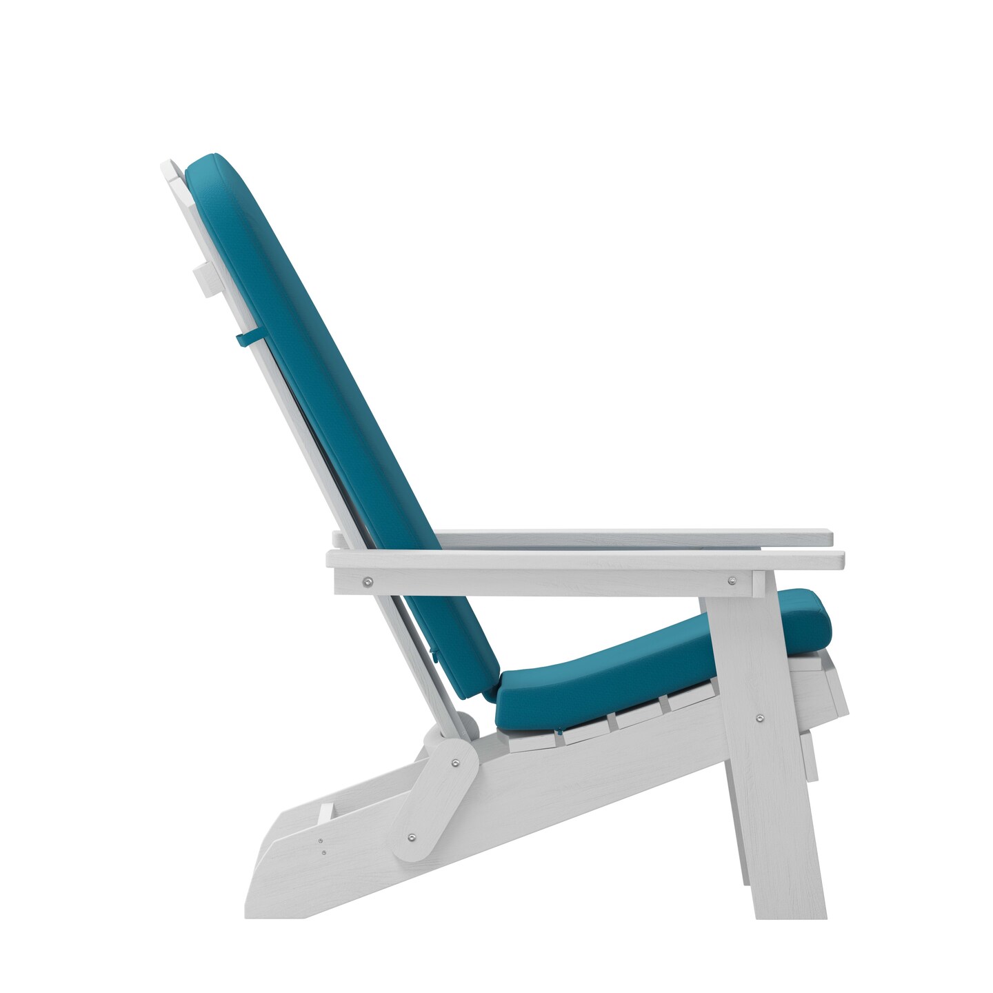 Merrick Lane Riviera Set of 2 Weather Resistant Folding Adirondack Patio Chairs With Vertical Lattice Backs and Comfort Foam Cushions