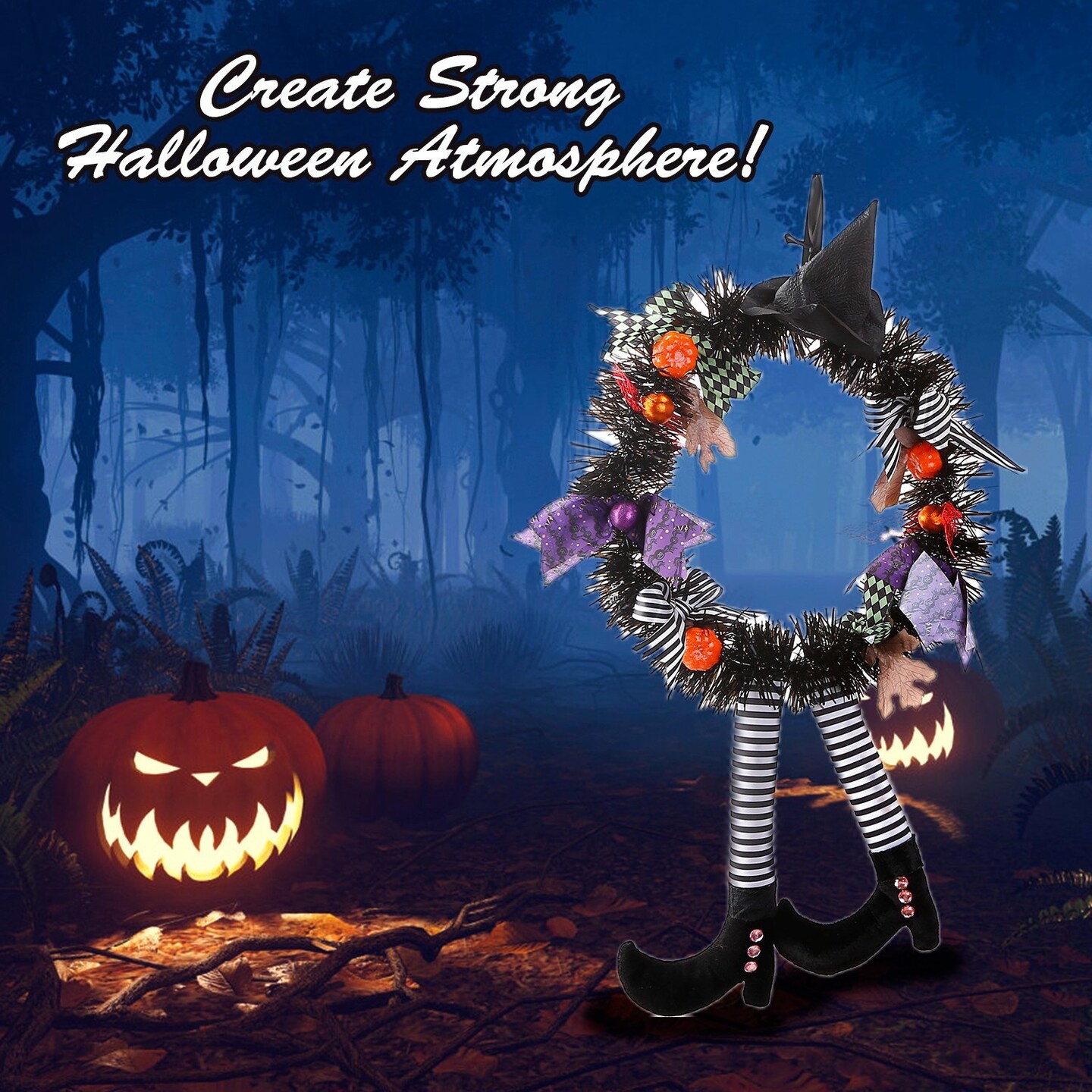 Halloween Witch Wreath | Door Decorations | Handmade Artificial Party Hanging Garland