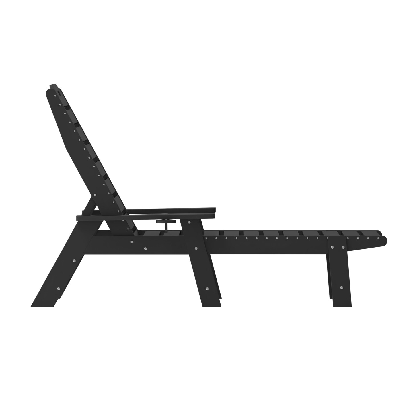 Merrick Lane Gaylord Adjustable Adirondack Lounger with Cup Holder- All-Weather Indoor/Outdoor HDPE Lounge Chair