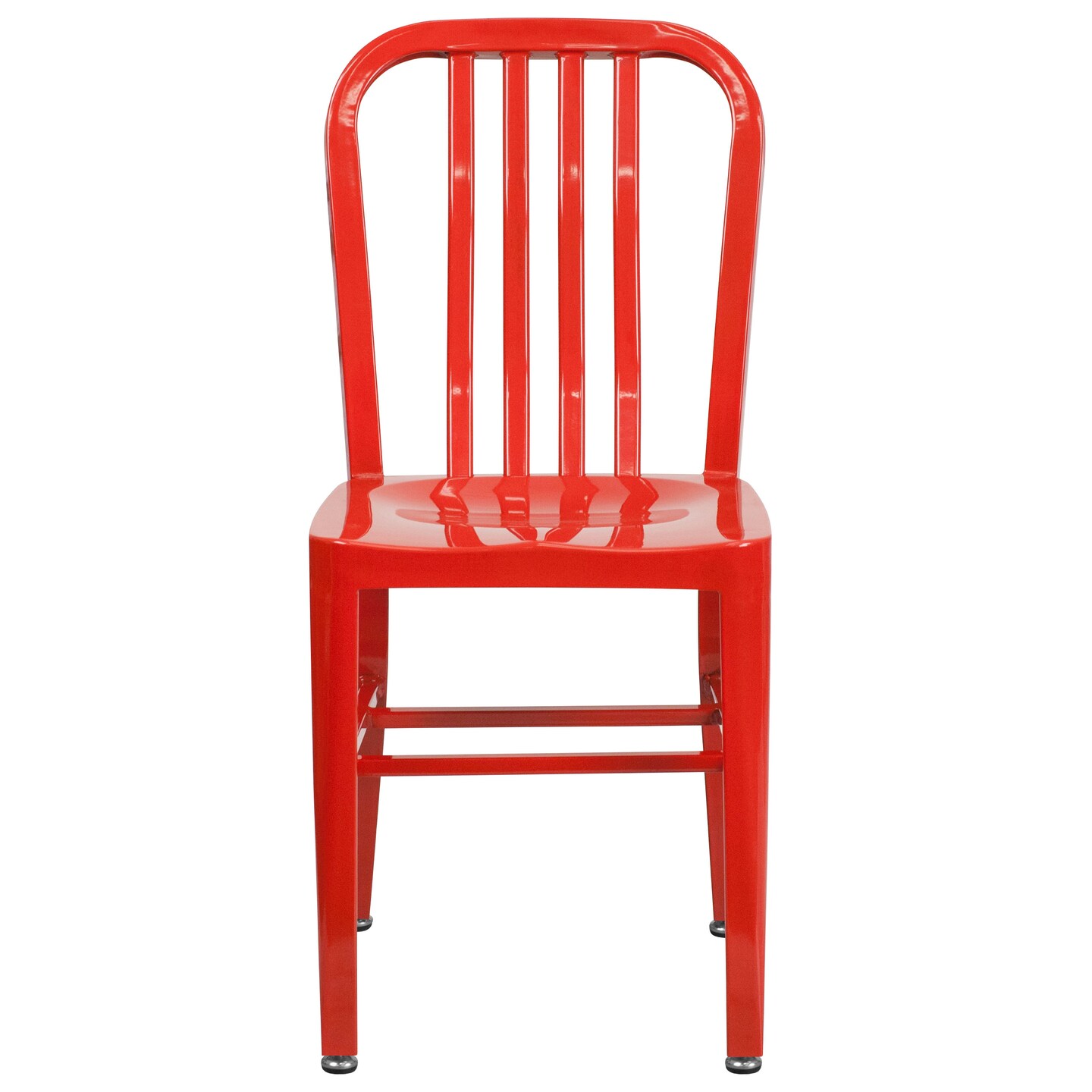 Merrick Lane Santorini 18 Inch Galvanized Steel Indoor/Outdoor Dining Chair with Slatted Back And Powder Coated Finish