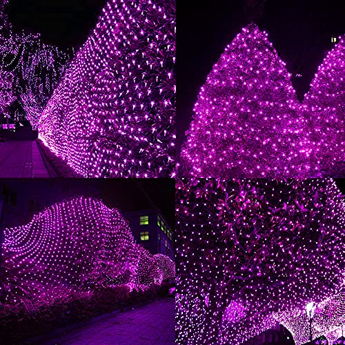 DAZZLE BRIGHT Halloween 360 LED Net Lights, 12FT x 5 FT Connectable String Lights with 8 Lighting Modes, Halloween Decorations for Party Carnival Supplies, Indoor Outdoor Yard Garden Decor (Purple)