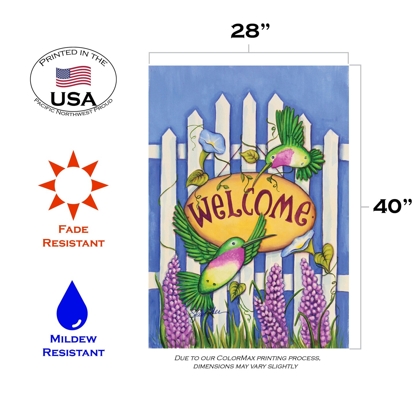 Welcome Hummingbirds Decorative Welcome Flag