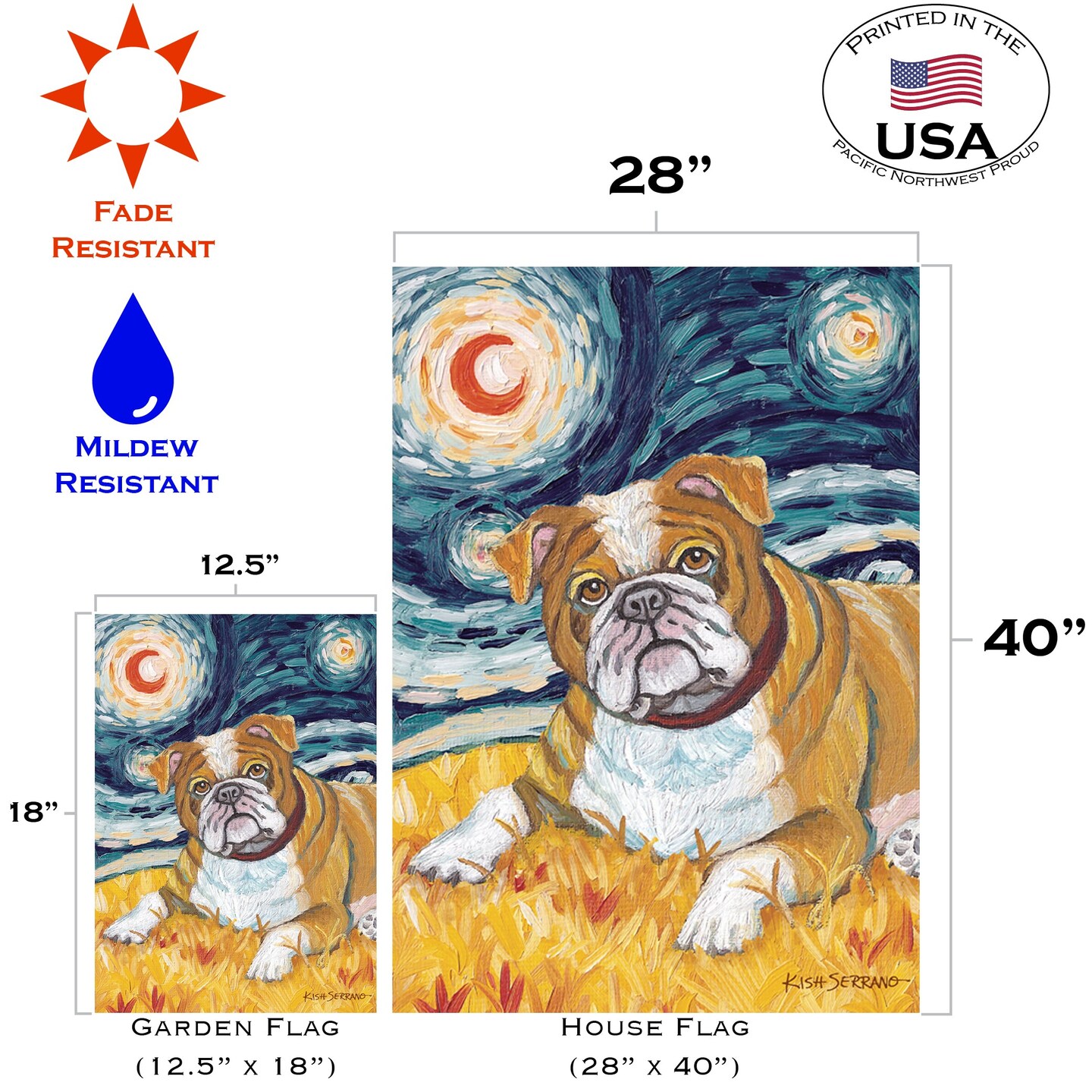 Van Growl-Bulldog Decorative Dog Flag