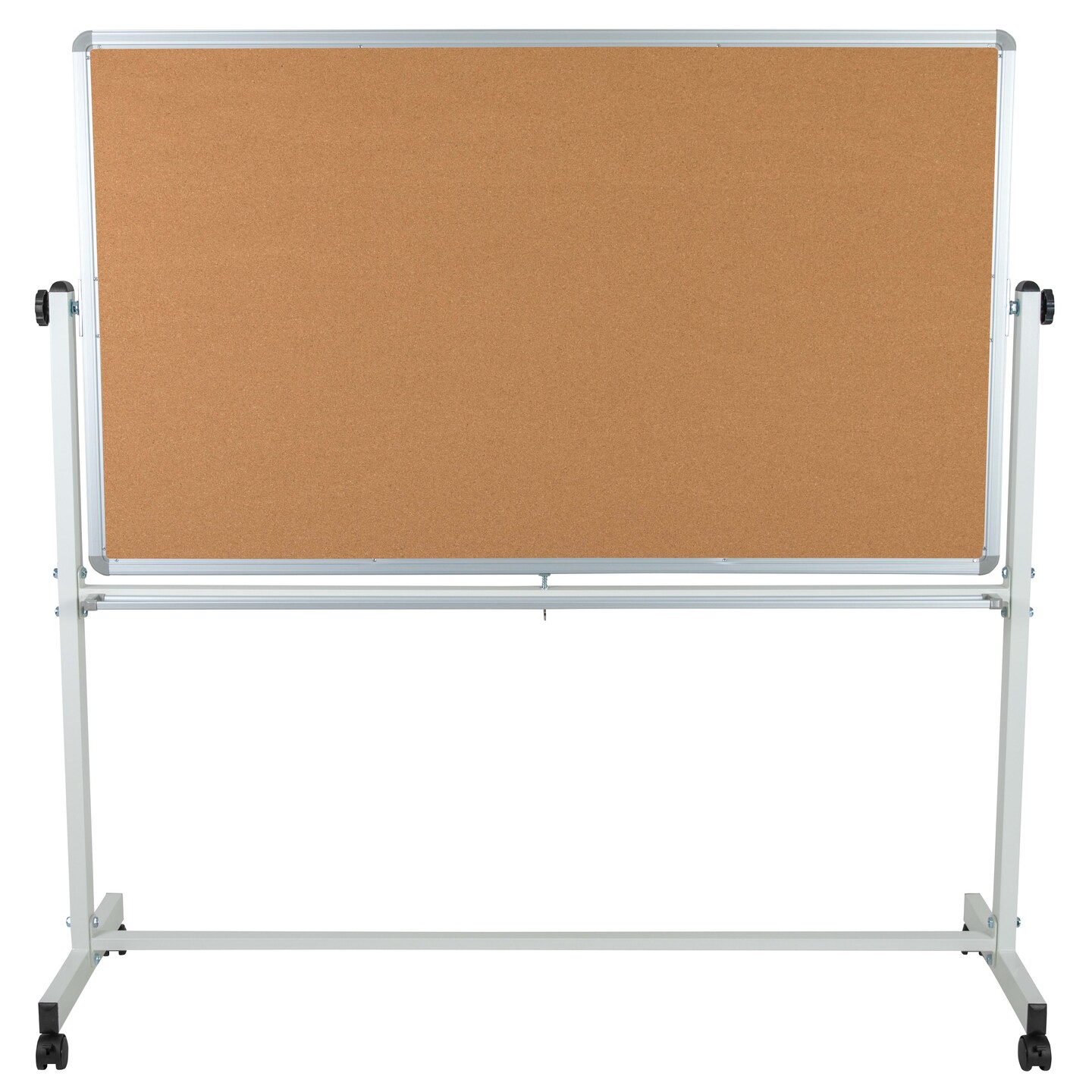 Emma and Oliver Reversible Mobile Cork Bulletin Board and White Board Stand with Pen Tray