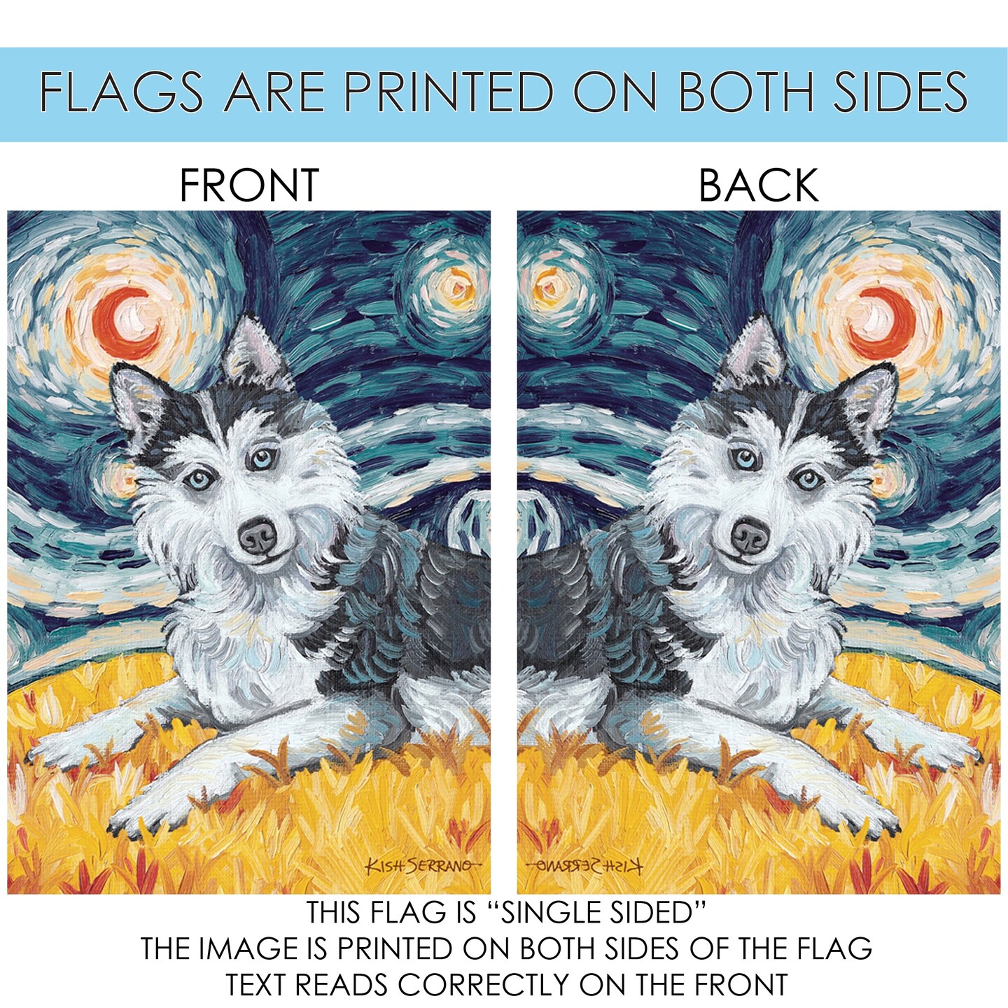 Van Growl-Siberian Husky Decorative Dog Flag