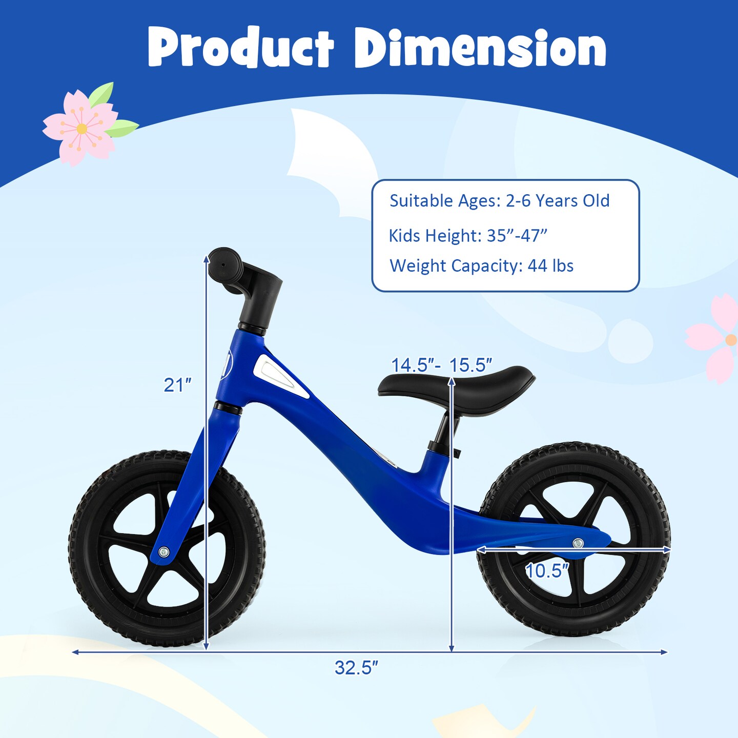 Kids Balance Bike with Rotatable Handlebar and Adjustable Seat Height