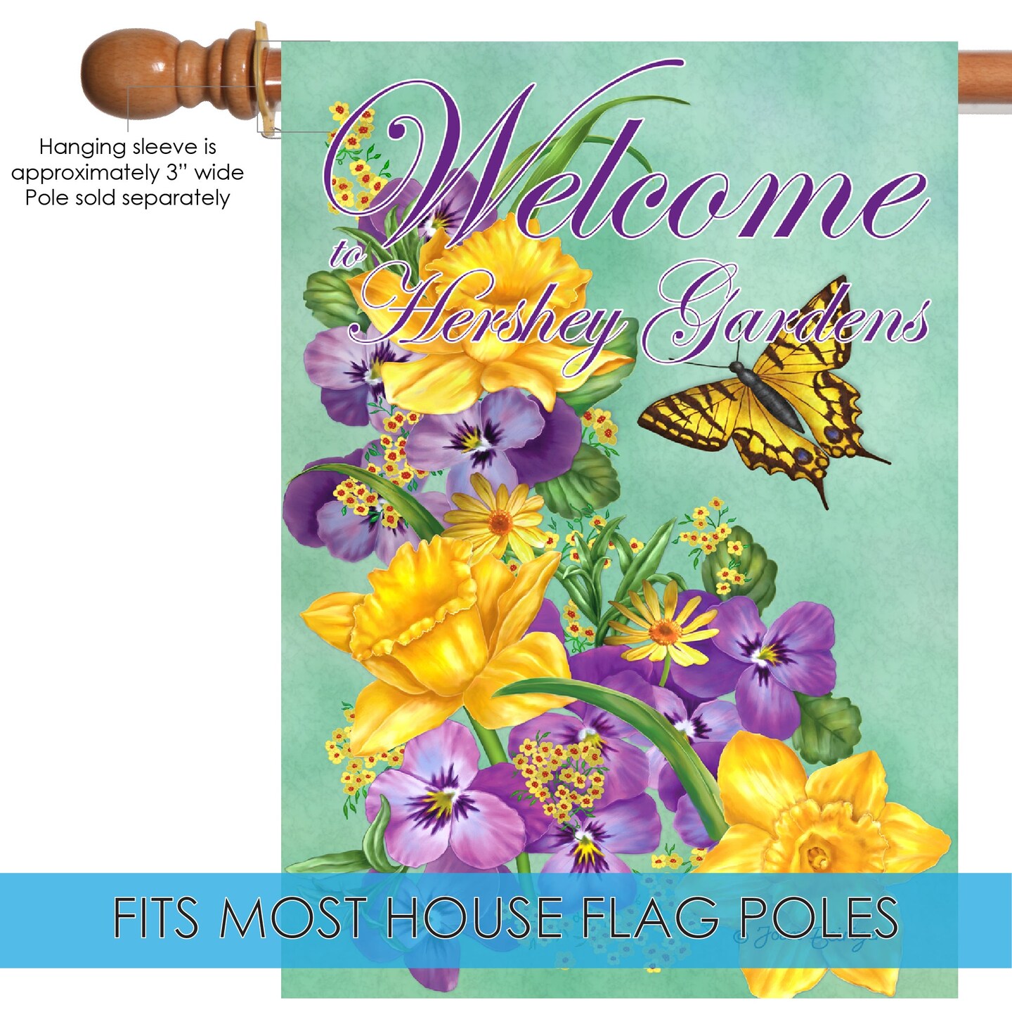 Frolic in the Flowers-Welcome to Hershey Decorative Flower Flag