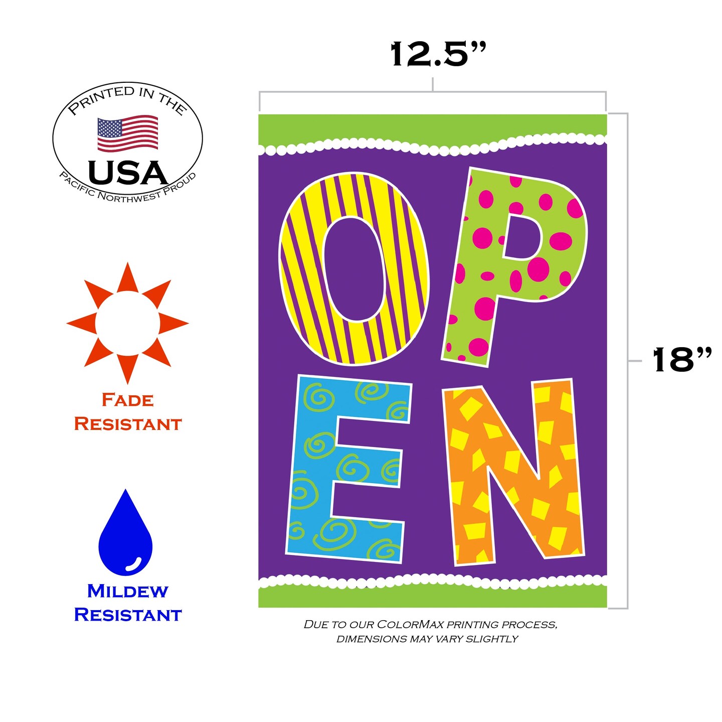 Purple Open Decorative Business Double Sided Flag