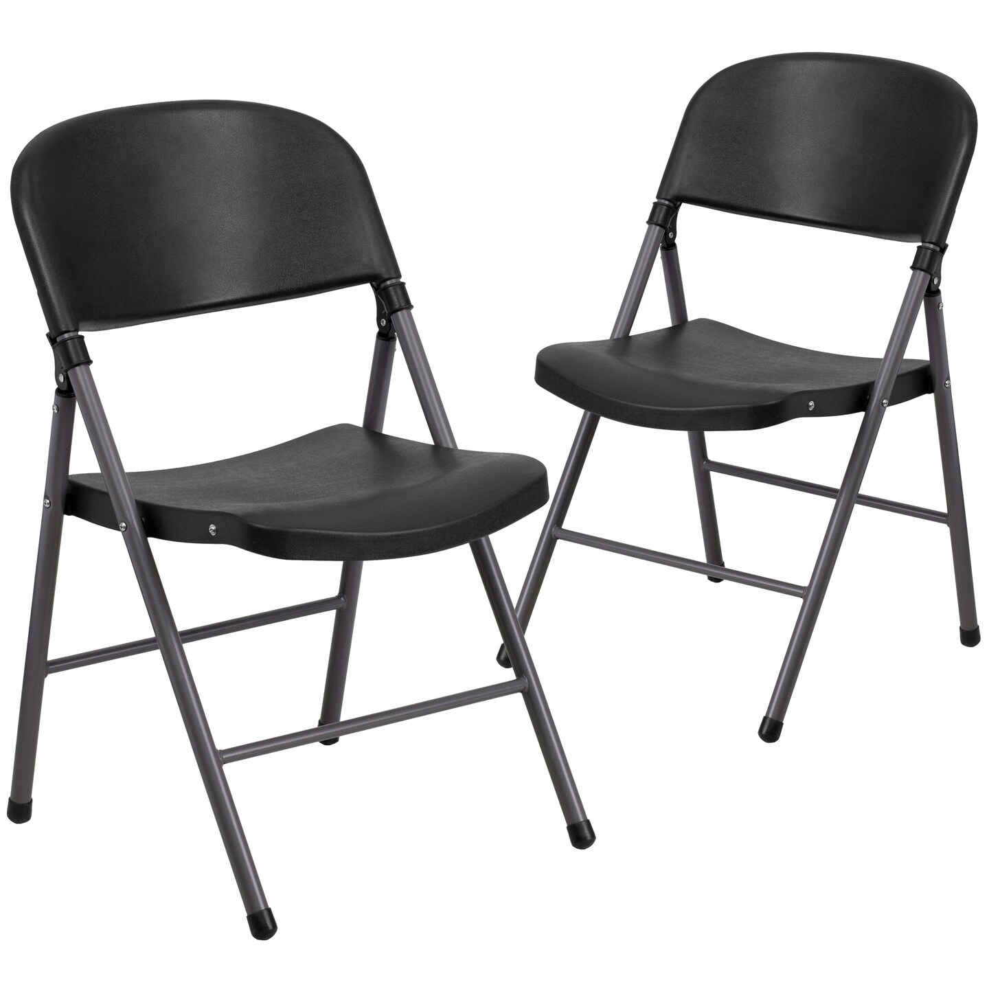Emma and Oliver 2 Pack Home & Office 330 lb. Capacity Foldable Plastic Chair