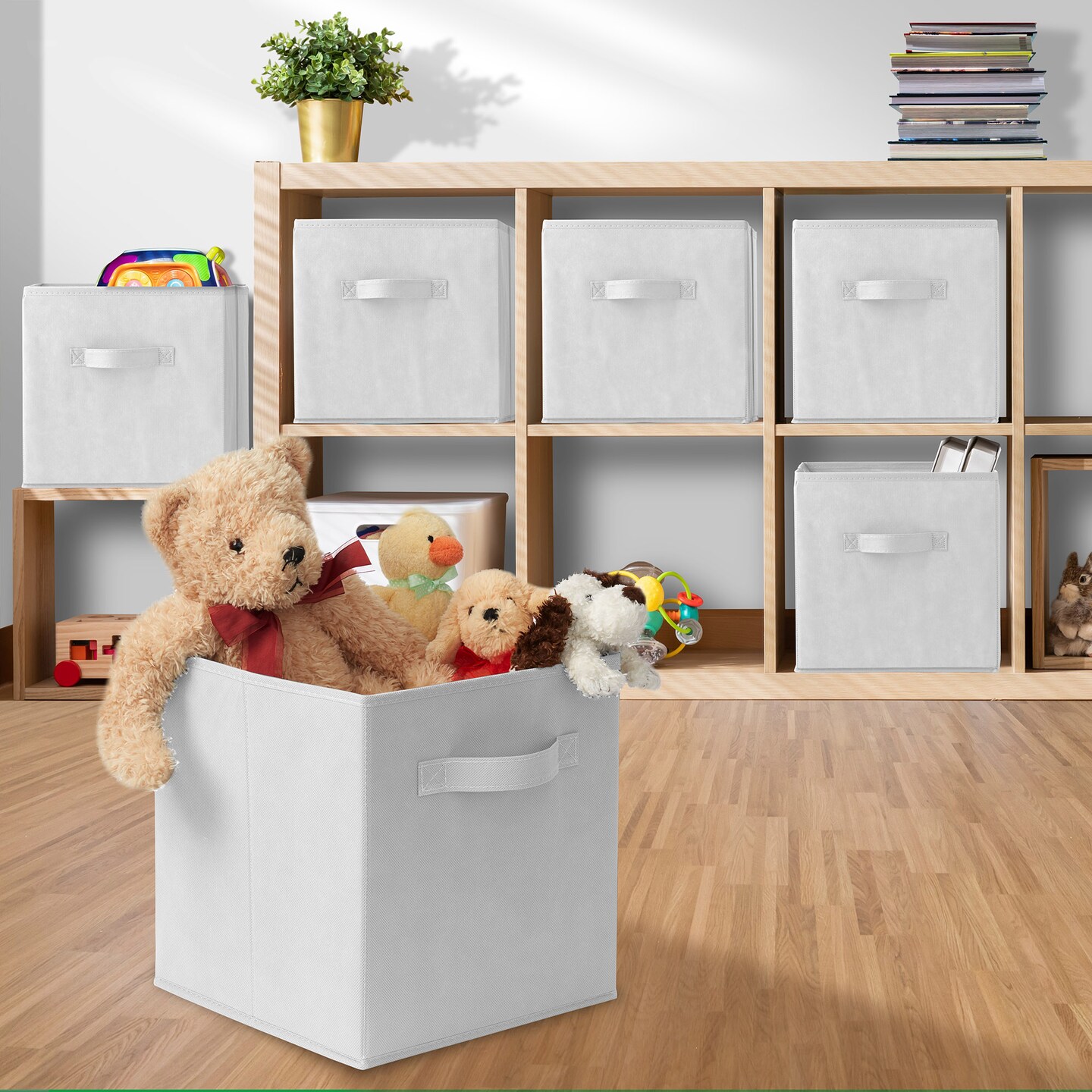 Casafield Set of 6 Collapsible Fabric Cube Storage Bins - 11&#x22; Foldable Cloth Baskets for Shelves, Cubby Organizers &#x26; More