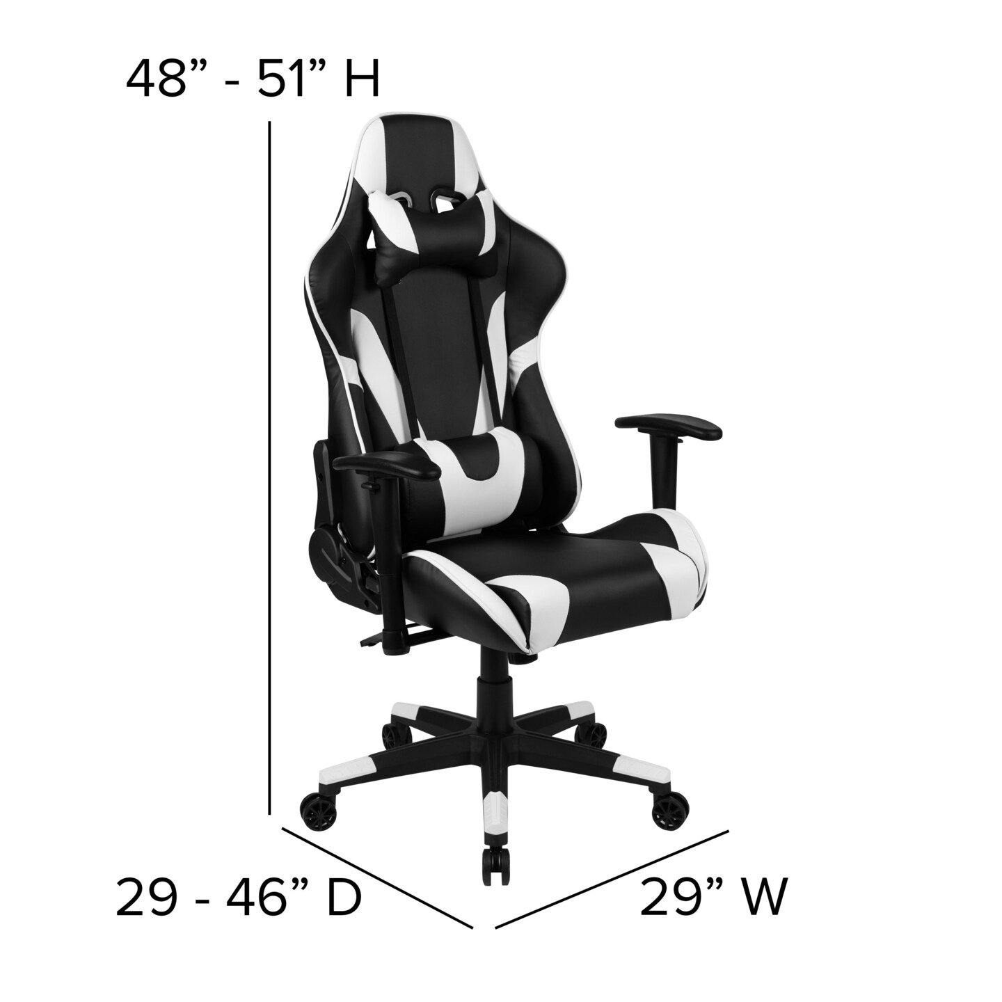 Emma and Oliver Gaming Bundle-Desk, Cup Holder/Headphone Hook &#x26; Reclining Chair