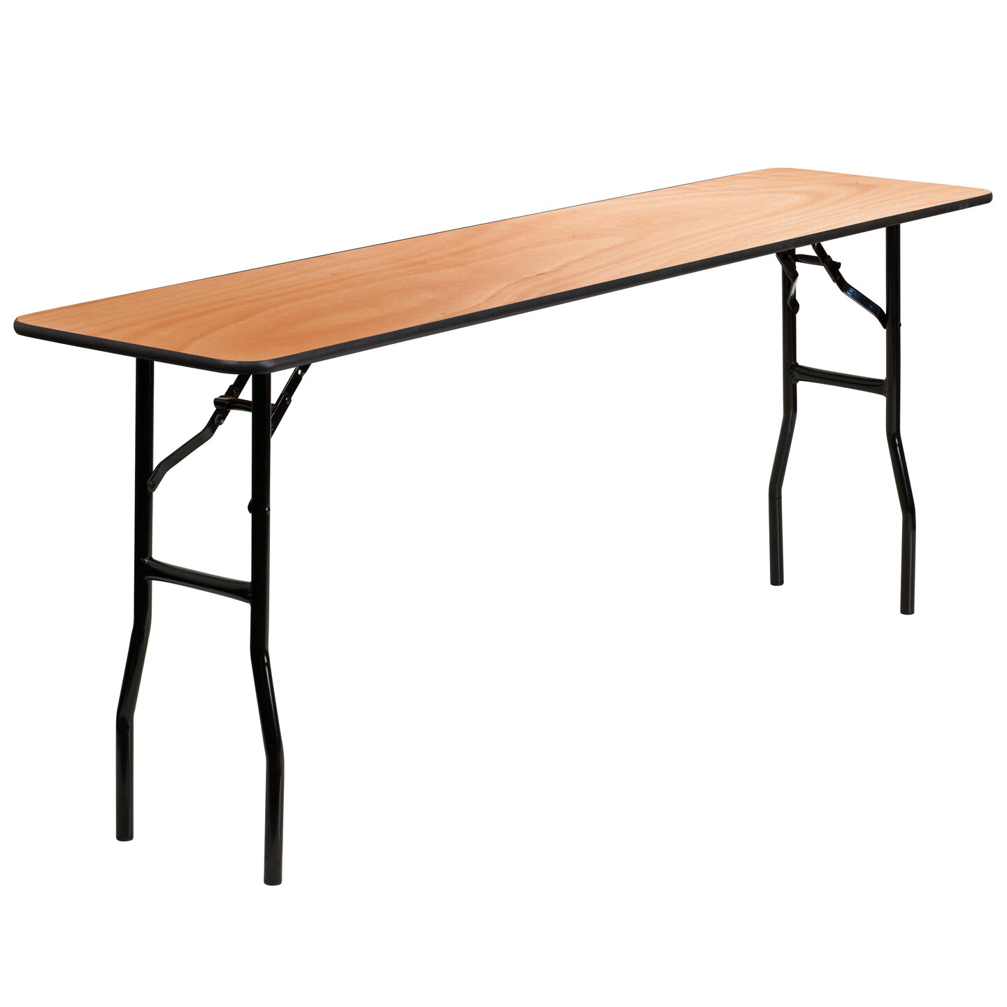 Emma and Oliver 6-Foot Rectangular Wood Folding Training / Seminar Table with Smooth Clear Coated Finished Top