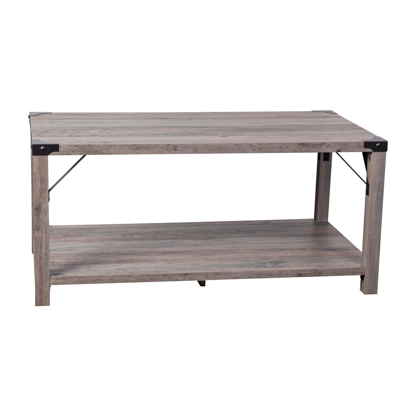 Merrick Lane Green River Modern Farmhouse Engineered Wood Coffee Table and Powder Coated Steel Accents