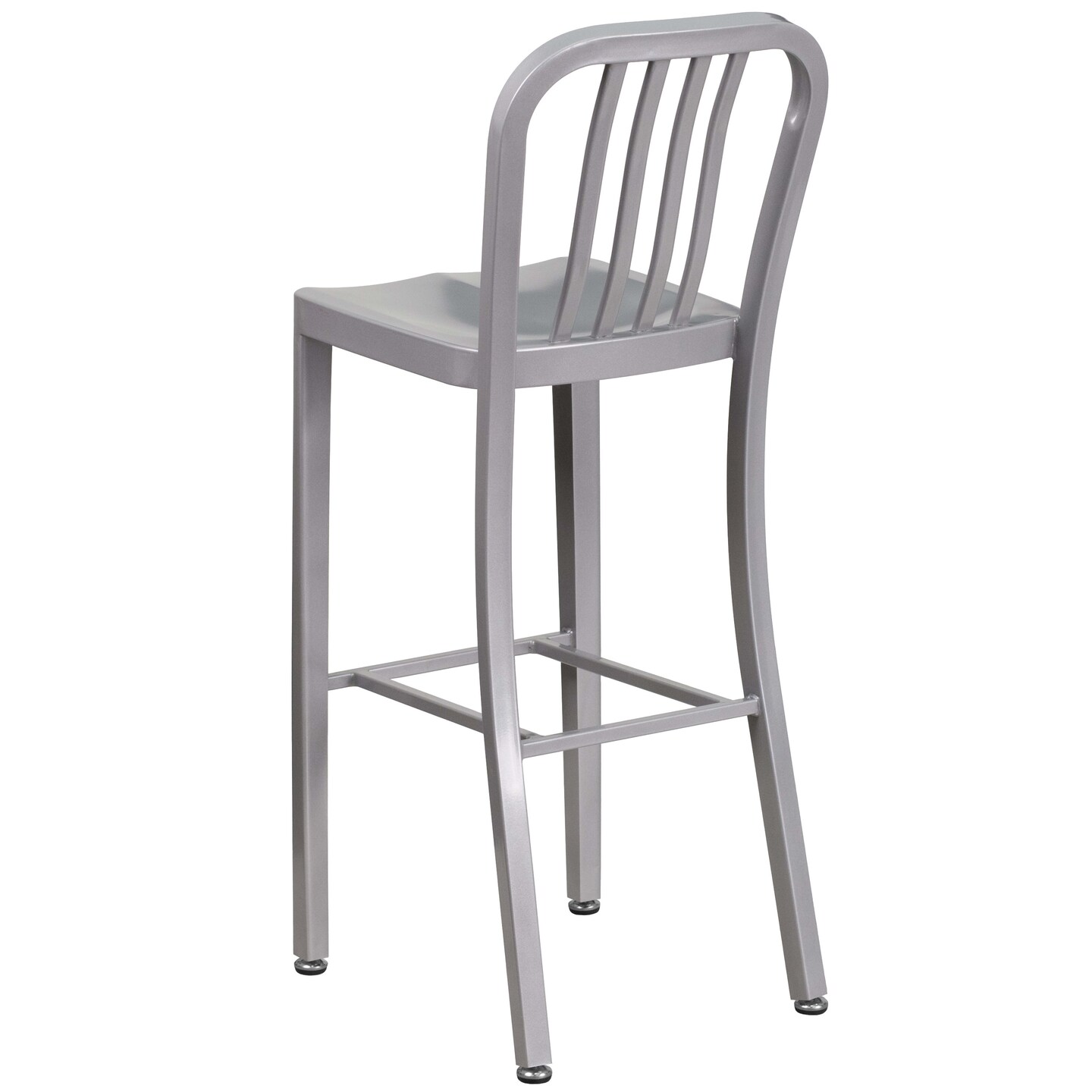 Merrick Lane Santorini 30 Inch Galvanized Steel Indoor/Outdoor Counter Bar Stool With Slatted Back And Powder Coated Finish