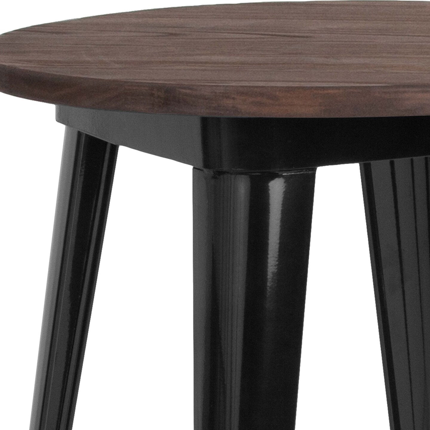 Merrick Lane 24&#x22; Round Metal Indoor Table with Galvanized Steel Frame and Rustic Wood Top
