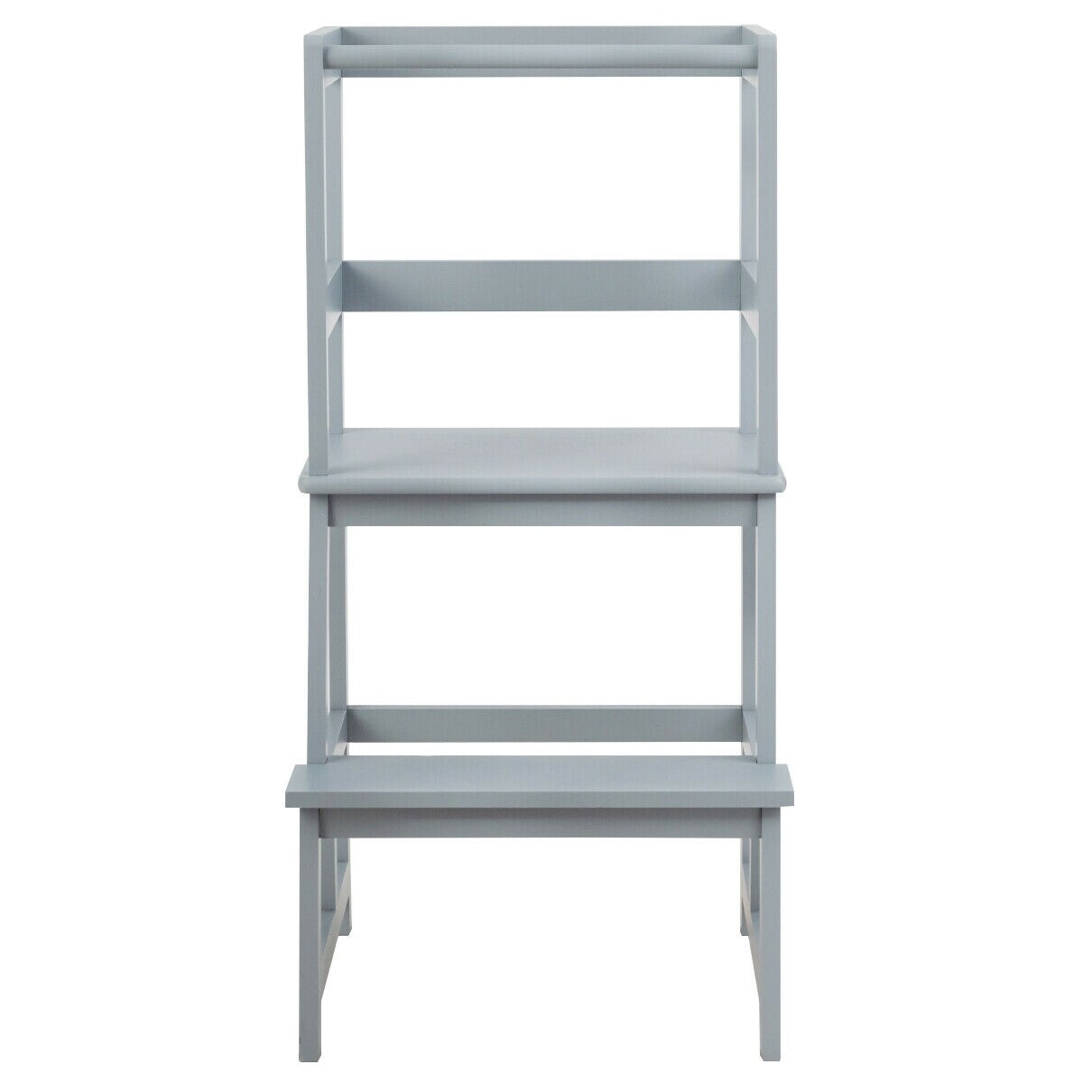 Kids Wooden Kitchen Step Stool with Safety Rail