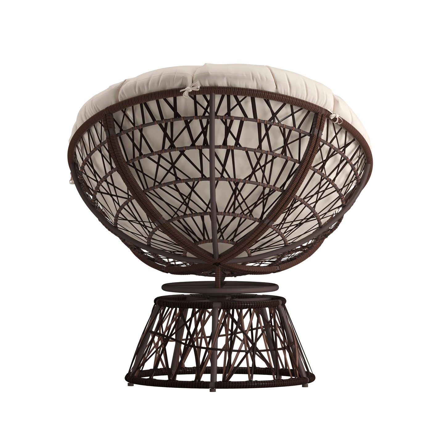 Merrick Lane Papasan Style Woven Wicker Swivel Patio Chair with Removable All-Weather Cushion