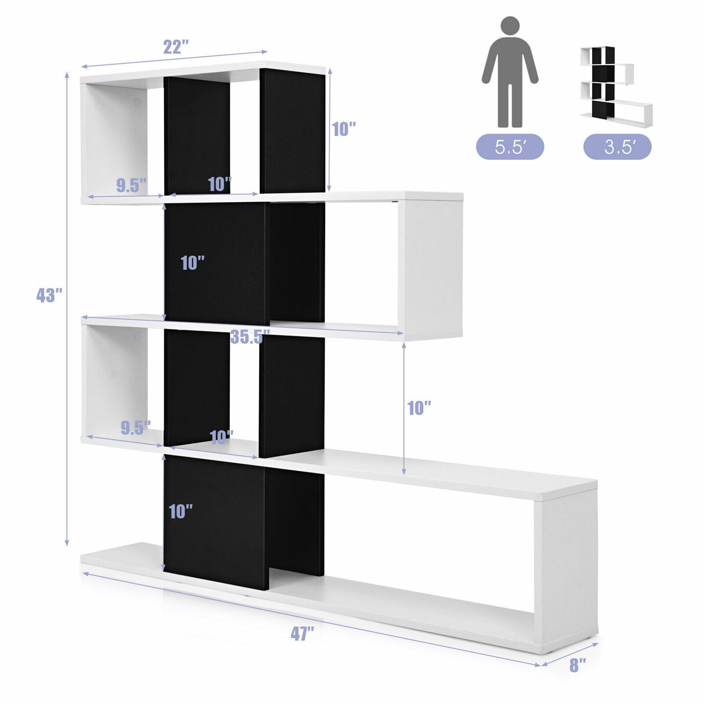 Engineered Wood Ladder Bookshelf, 5-Tier Display Rack