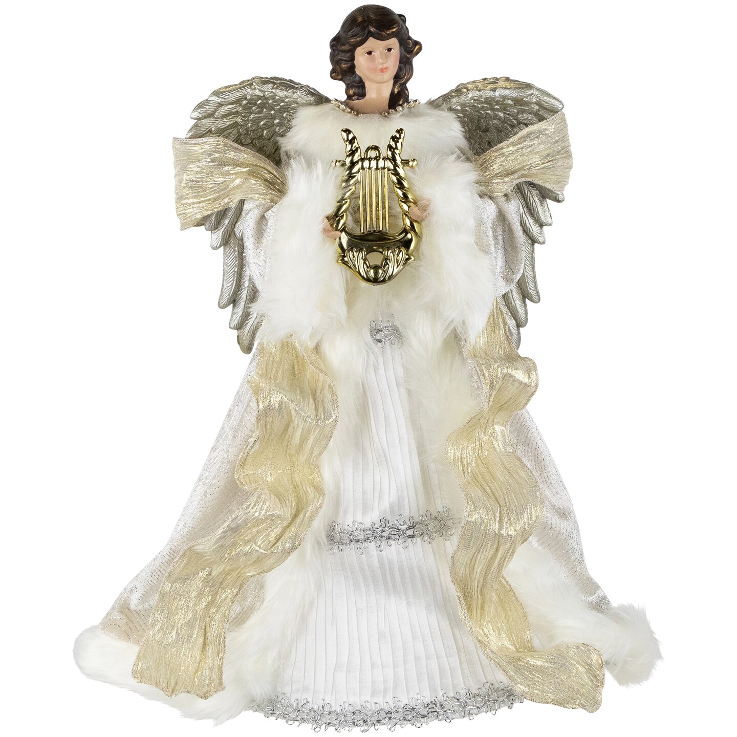 Northlight 18" White and Silver Angel Christmas Tree Topper, Unlit