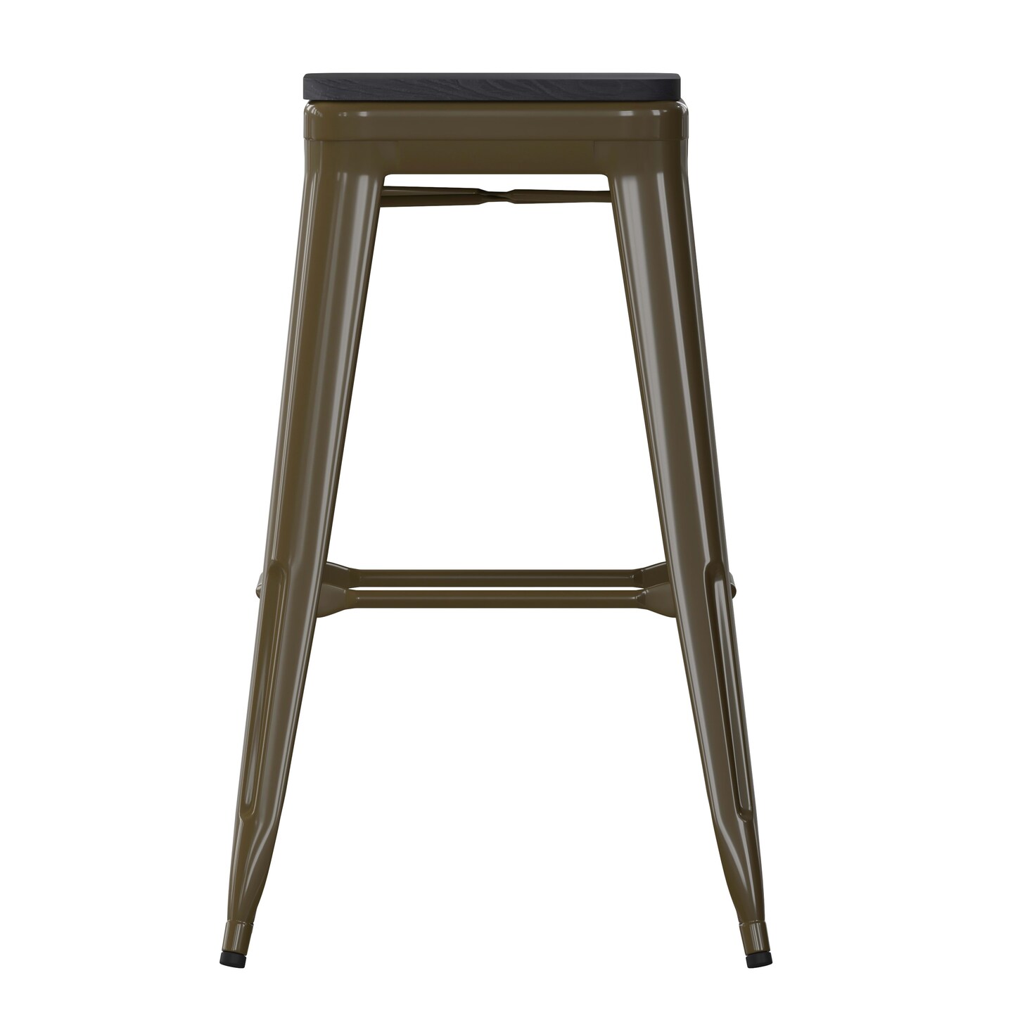 Emma and Oliver Cory Set of Four Backless Metal Stools with All-Weather Poly Resin Seats for Indoor Use Only
