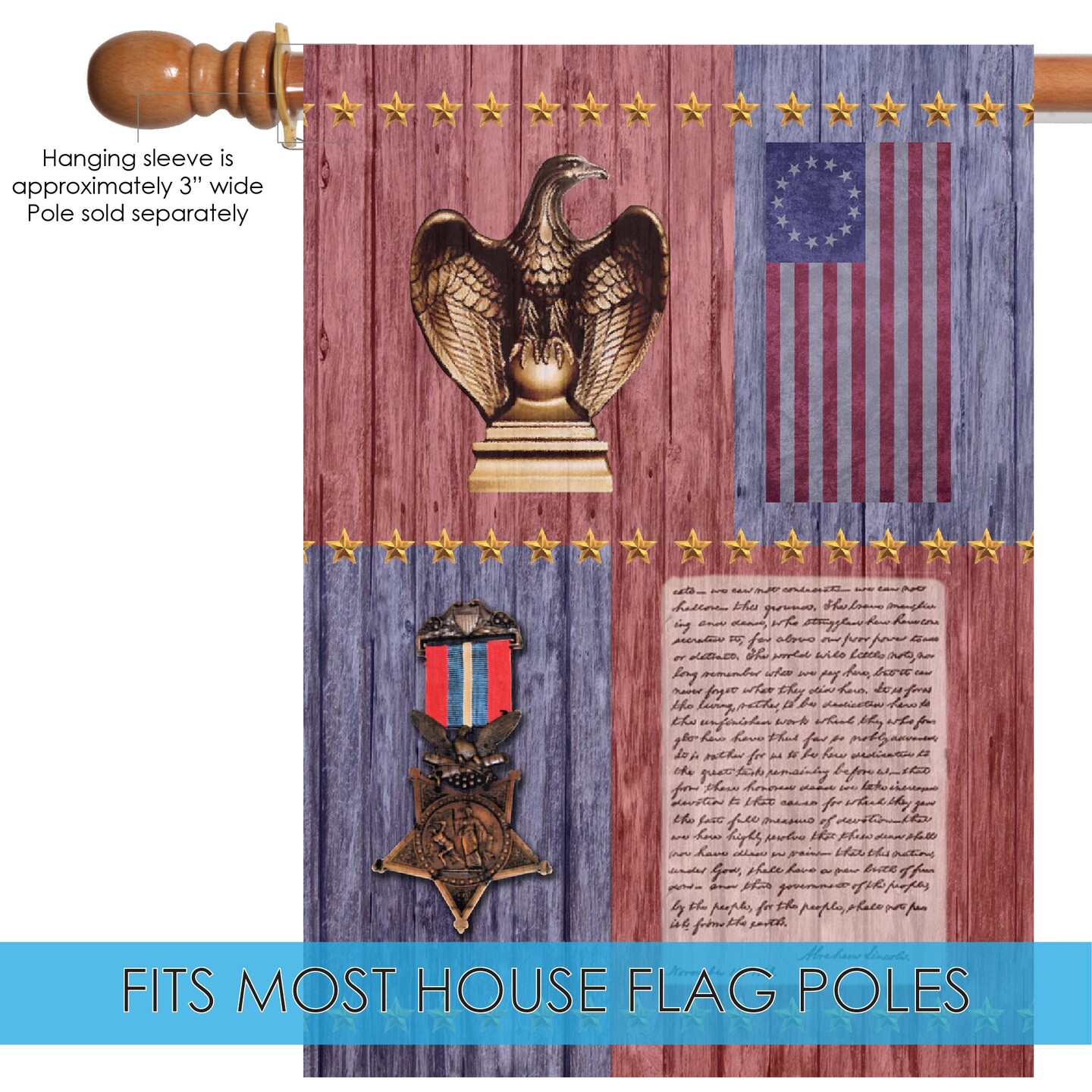 Gettysburg Address Decorative Patriotic Flag