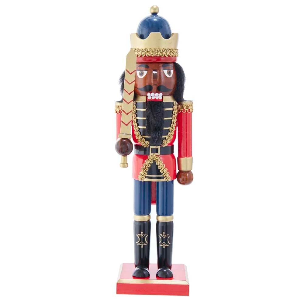 KSA 15.75" Red and Gold African American King Christmas Nutcracker