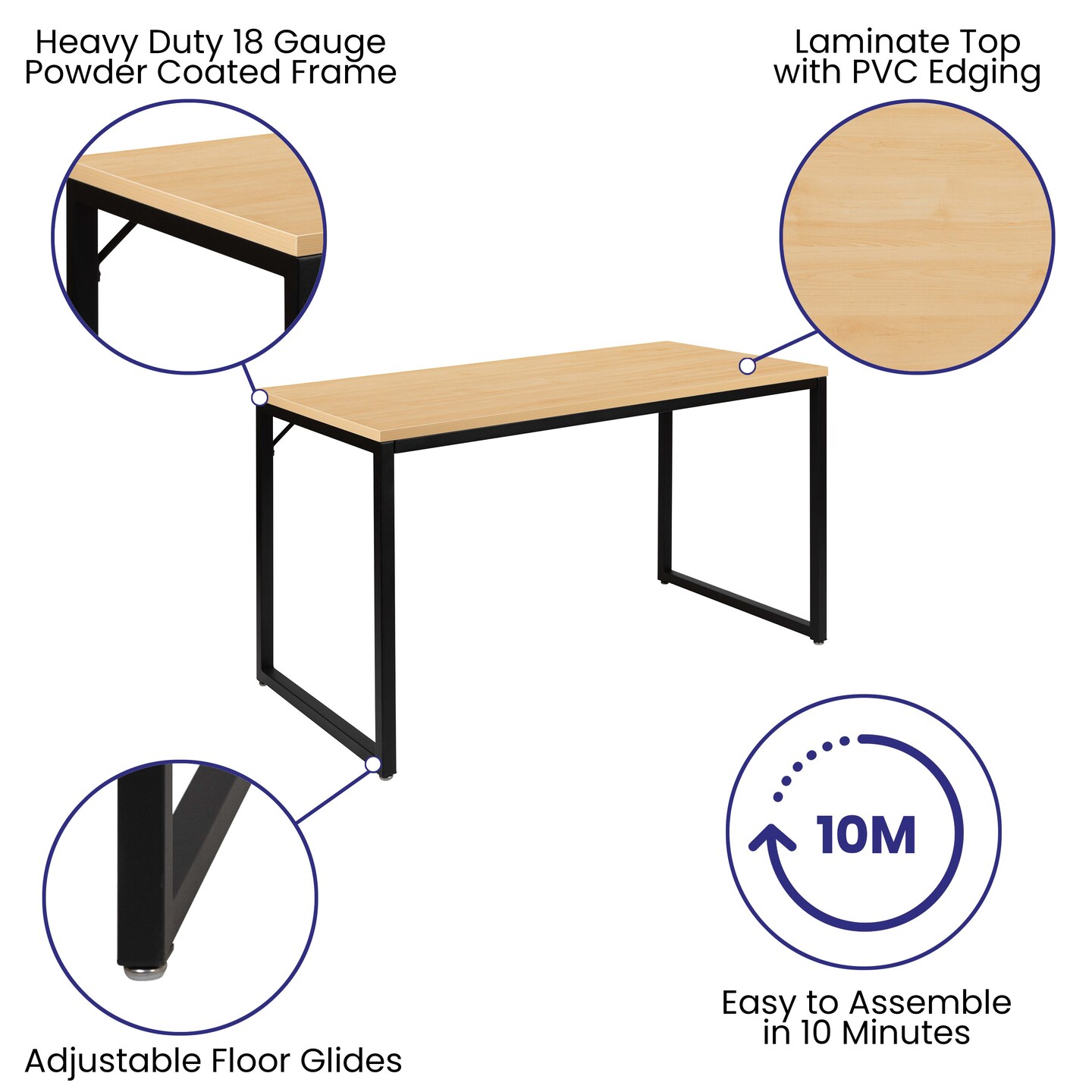 Merrick Lane Berlin 47 Inch Computer Desk with Open Metal Frame