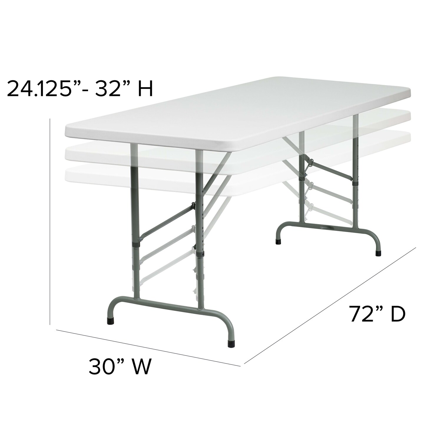 Emma and Oliver 6-Foot Height Adjustable Plastic Folding Table