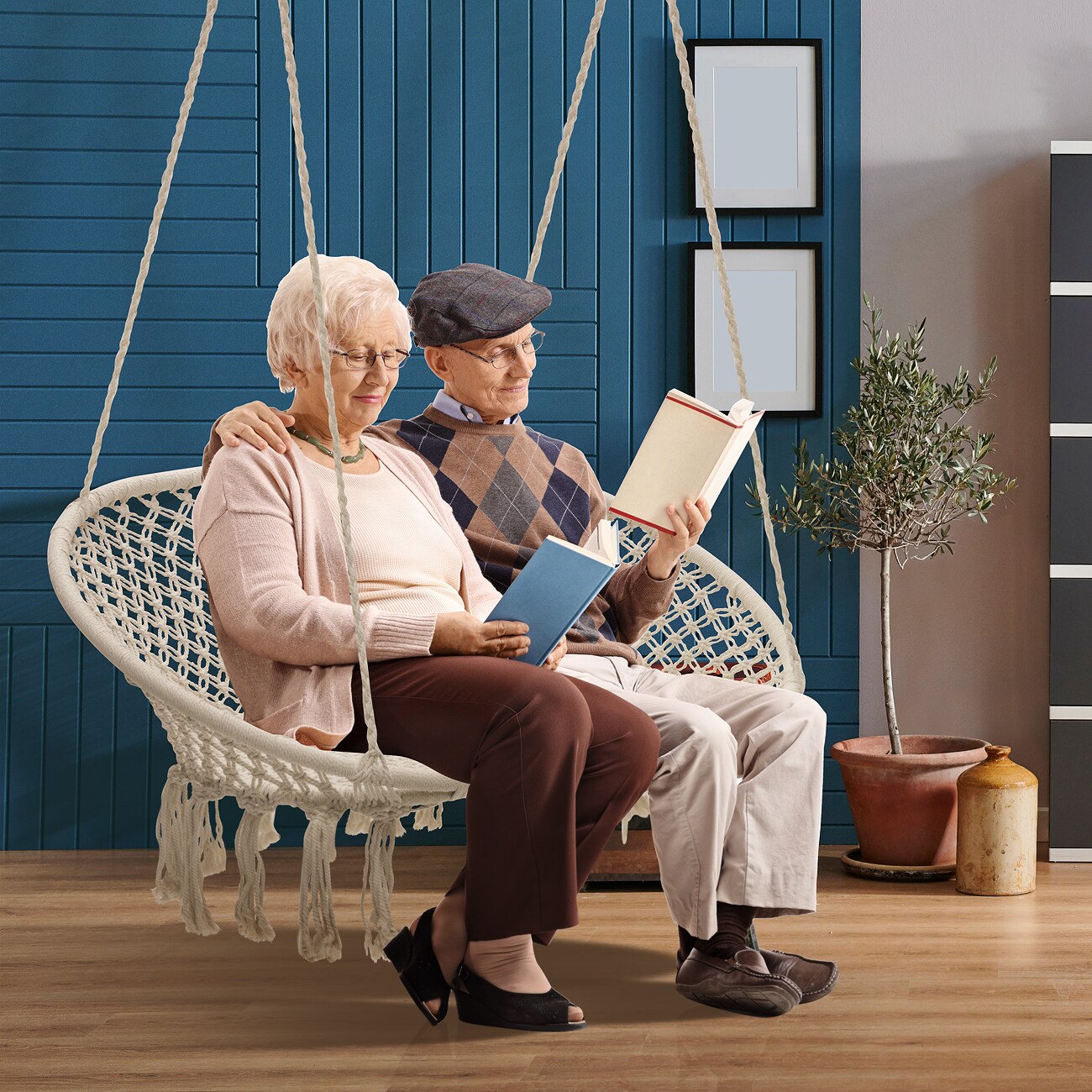 Sorbus Double Hammock Chair Macramé Swing, 300 Pound Capacity, Perfect for Indoor/Outdoor Home, Patio, Deck, Yard, Garden