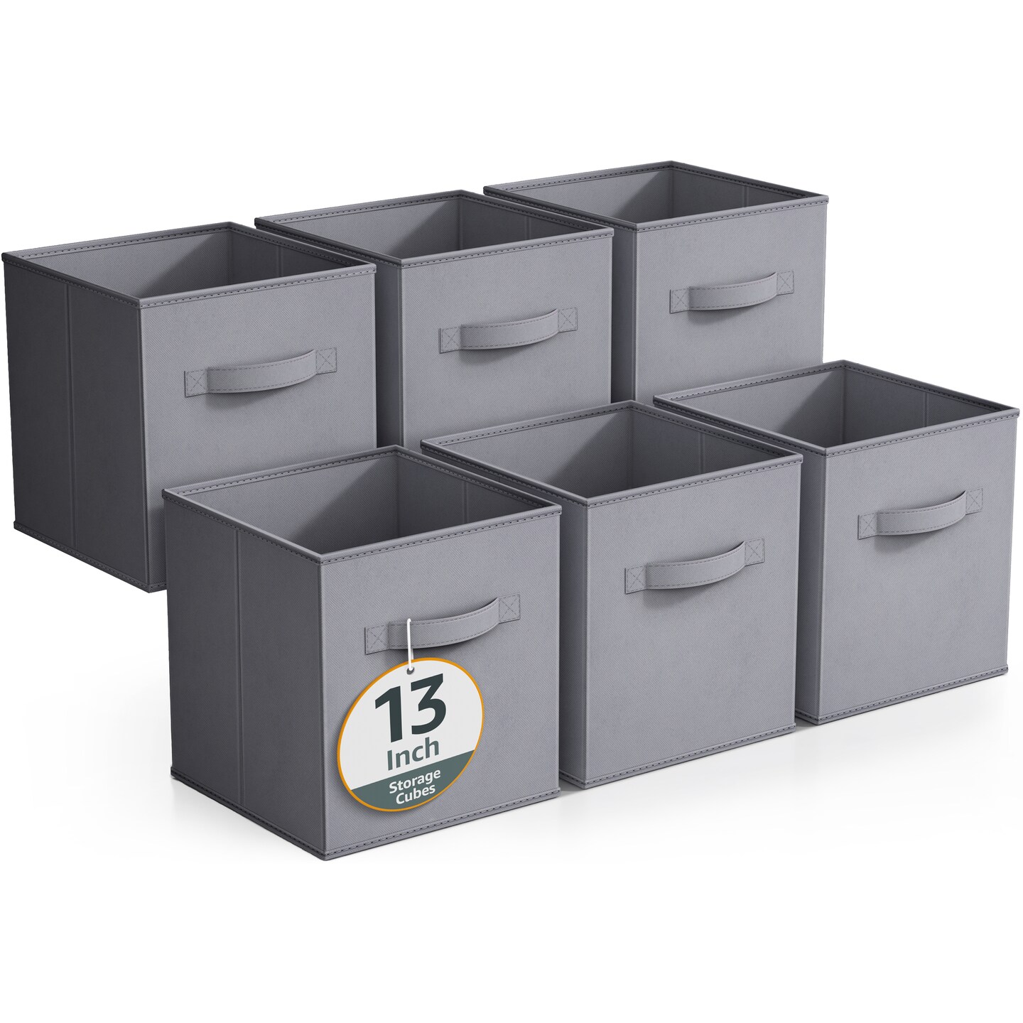 Sorbus 6 Pack 13 Inch Foldable Storage Cubes with Handles- for Organizing Home, Shelves, Nursery, Playroom, Closet and More