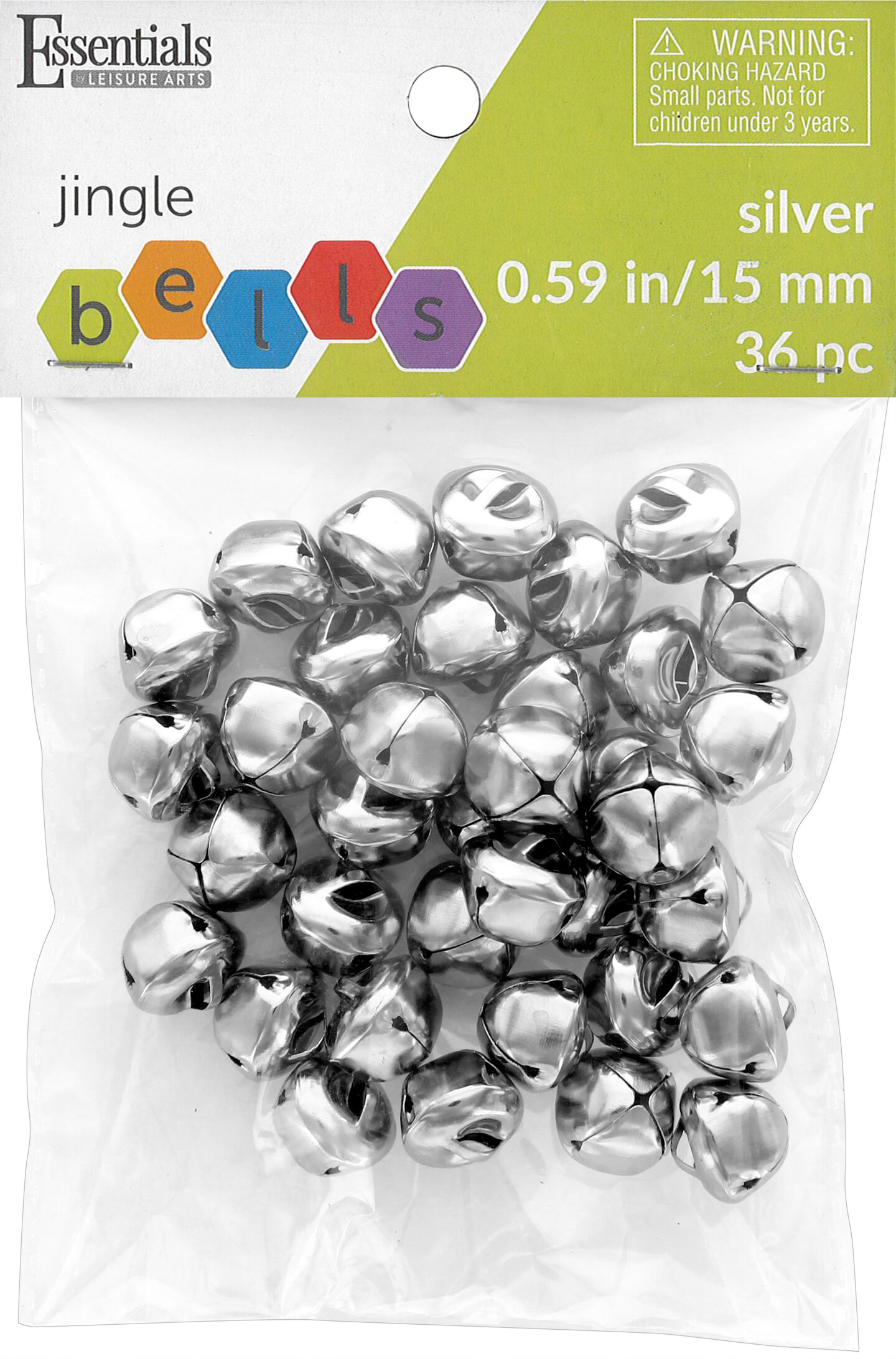 Essentials By Leisure Arts Arts Jingle Bells 15mm Silver 36pc
