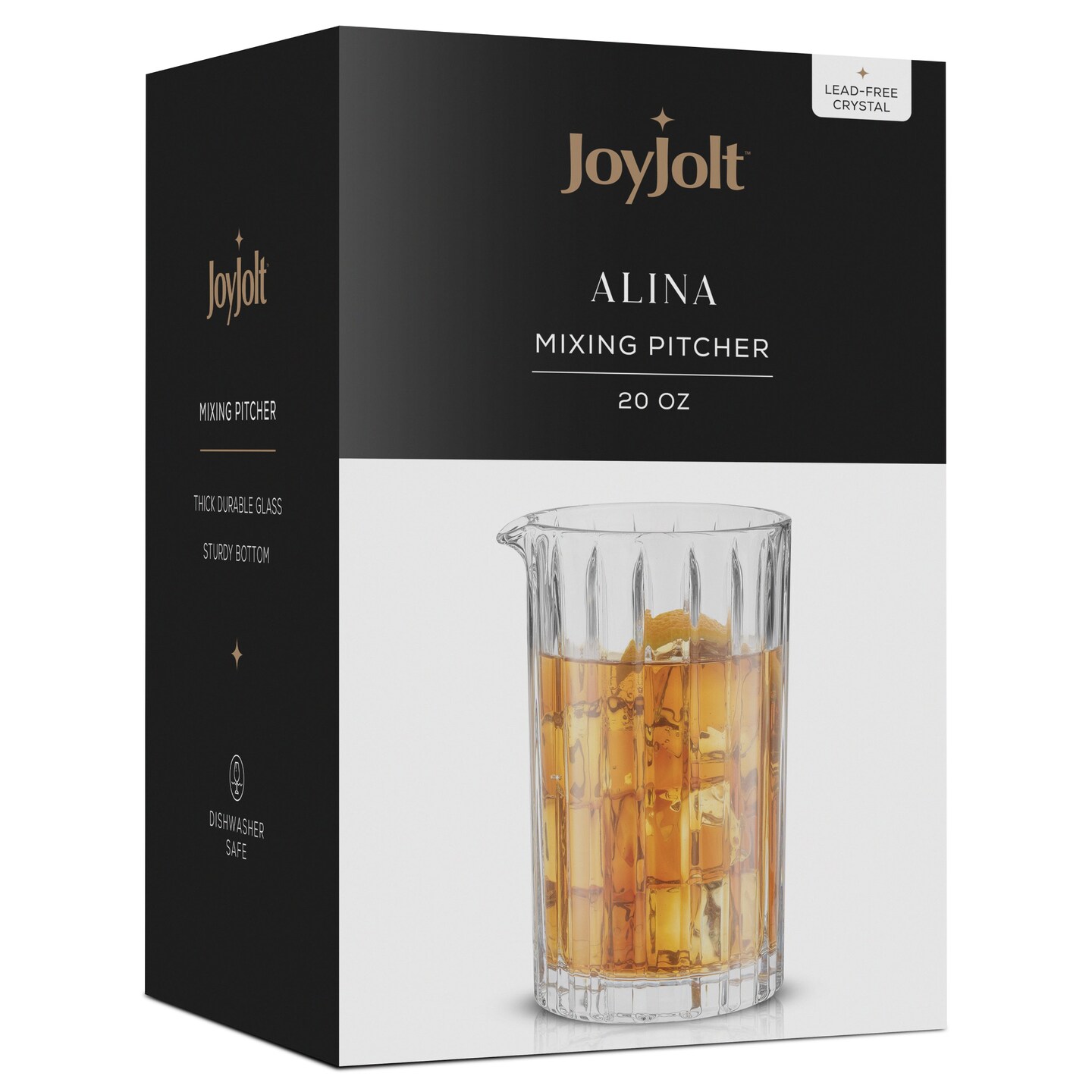JoyJolt Alina Ribbed Cocktail Mixing Glass Pitcher - 20 oz