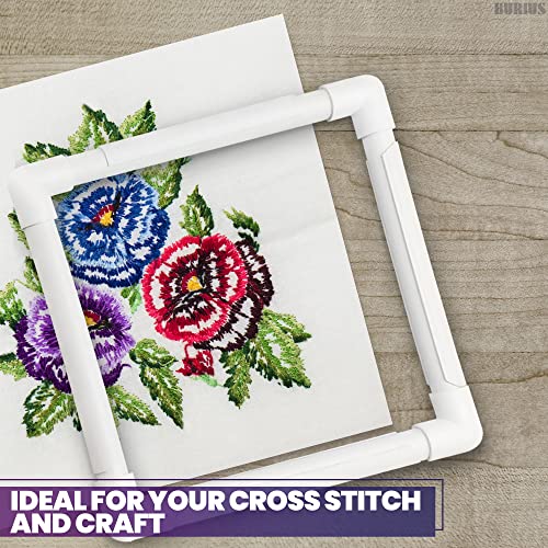 11 Inch Plastic Embroidery Hoop - White Plastic Sewing Hoops Hand Embroidery Hoops Embroidery Snap Frame - Snap Needlework Frame Cross Stitch Frame Square Embroidery Hoop for Cross Stitching, Quilting