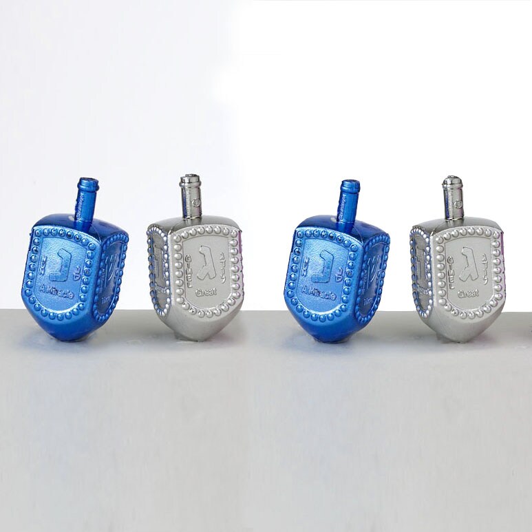 Rite Lite &#x22;Jar&#x22; of Dreidels, Spin the Dreidel Hanukkah Game with 25 Silver/Blue Pieces