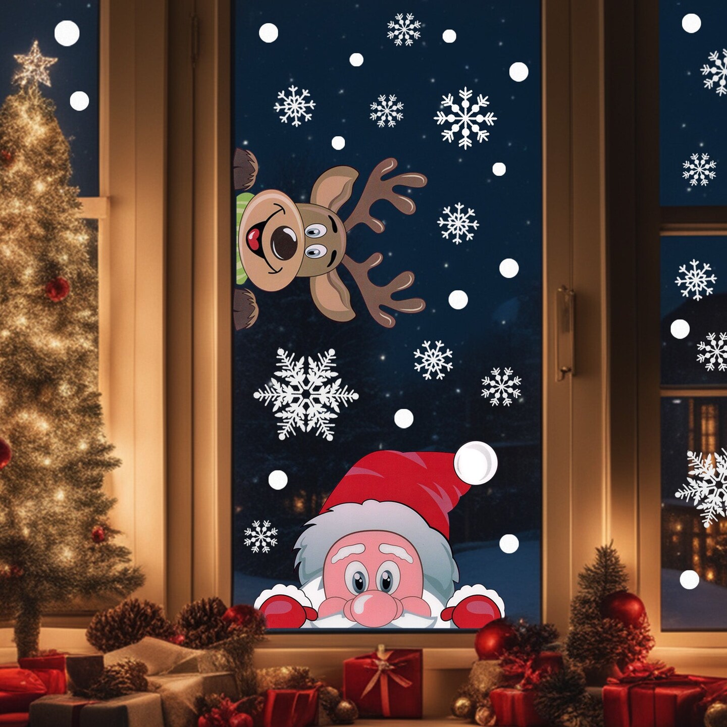 Wrapables Snowflake Window Clings Decal Stickers, Christmas Winter Decoration for Glass Windows
