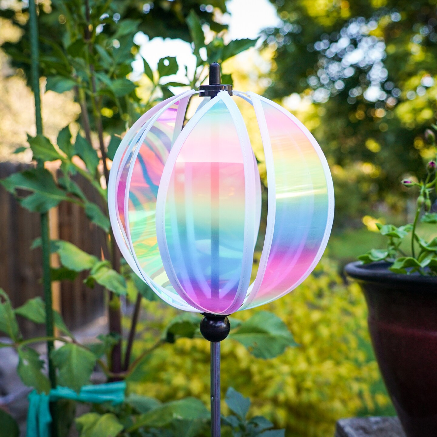 In the Breeze 2636 — 8.5-inch Striped Iridescent Gazing Ball Spinner