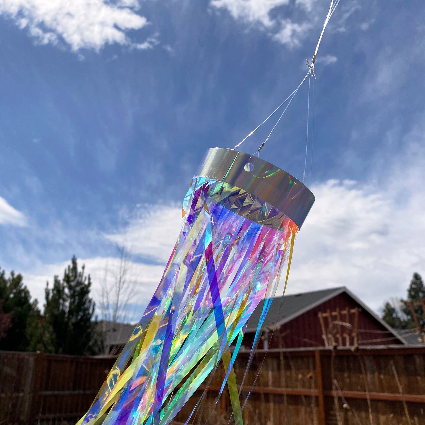 In the Breeze 9064 - 51 Inch Iridescent Holographic Windsock - Decorative and Humane Bird and Pest Deterrent