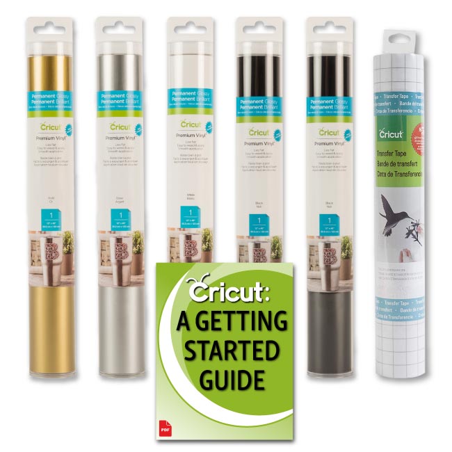 Cricut Permanent Premium Vinyl Bundle, 12x48 Black, White, Gold & Silver