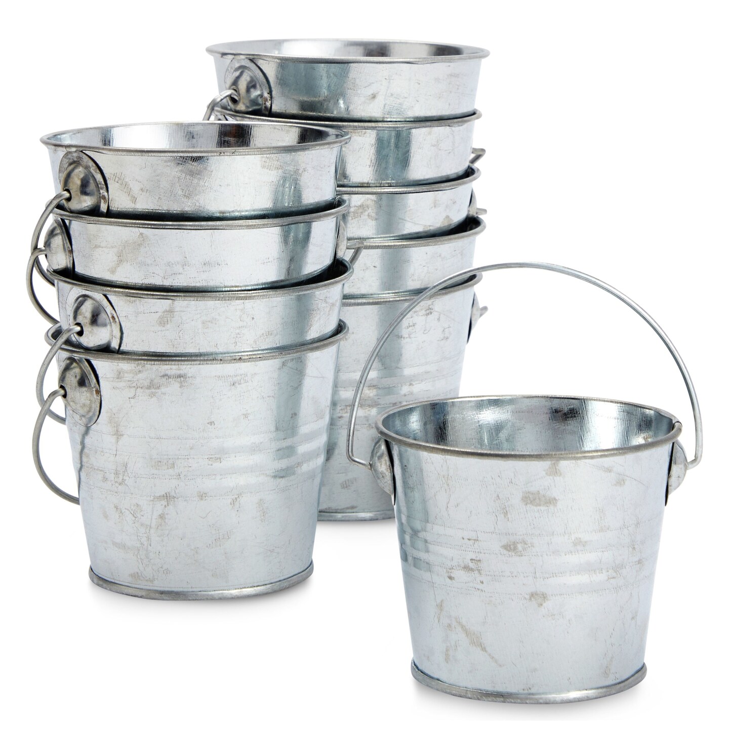 12 Pack Halloween Galvanized Buckets, Metal Bucket with Handle, 5 Inch,  Tin, Mini Round Flower Pot Plant Basket, Kids Party Supplies for Christmas